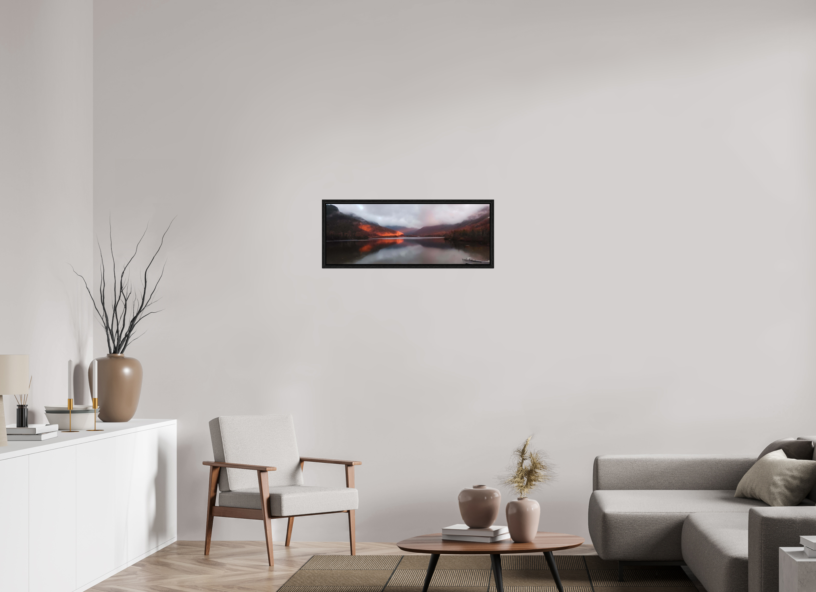 32.7 x 12″, Floater Frame The burning reflection of Echo Lake