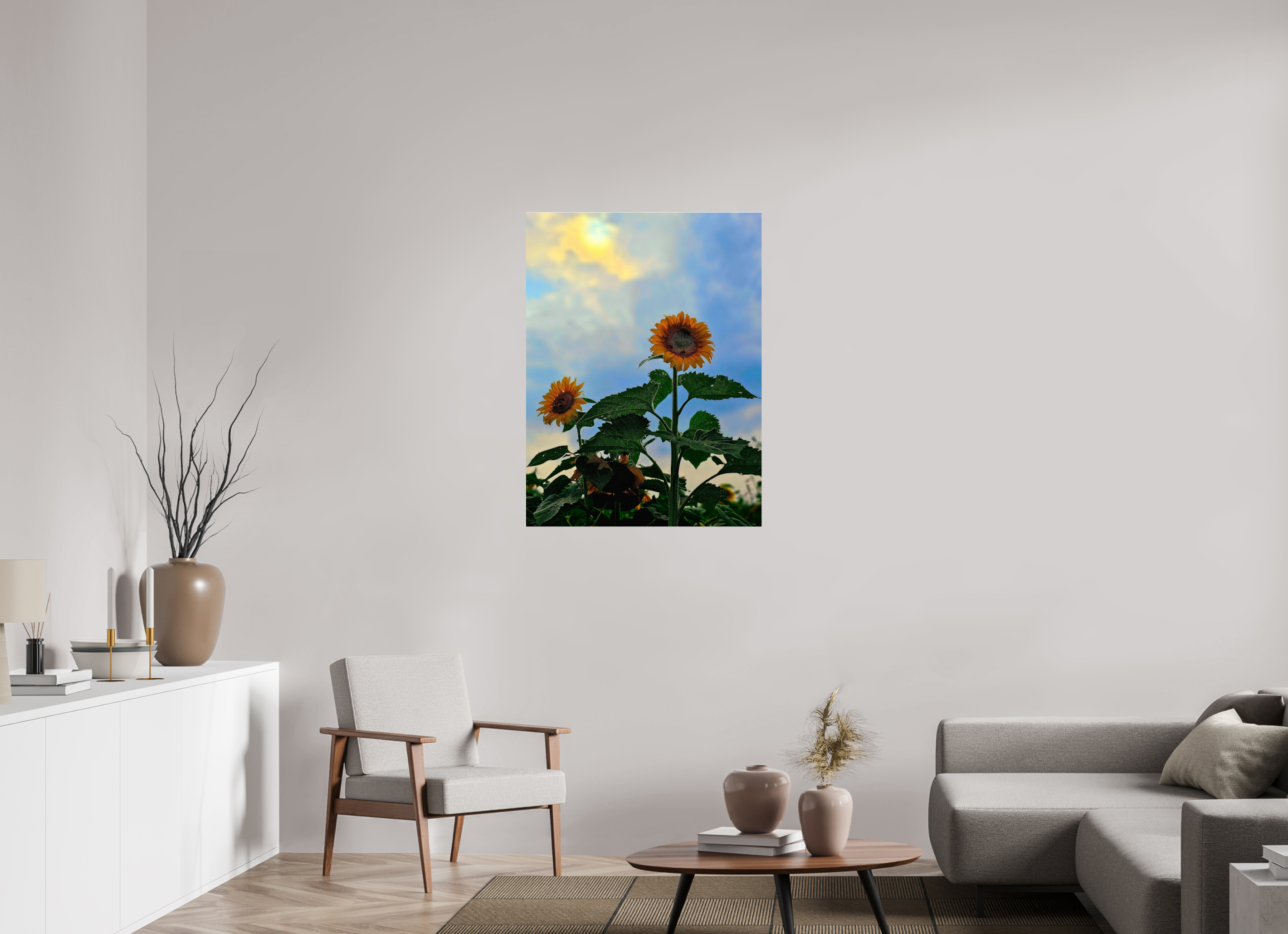 30 x 40″, Photo Print Under Acrylic Glass Sunflowers In Spring