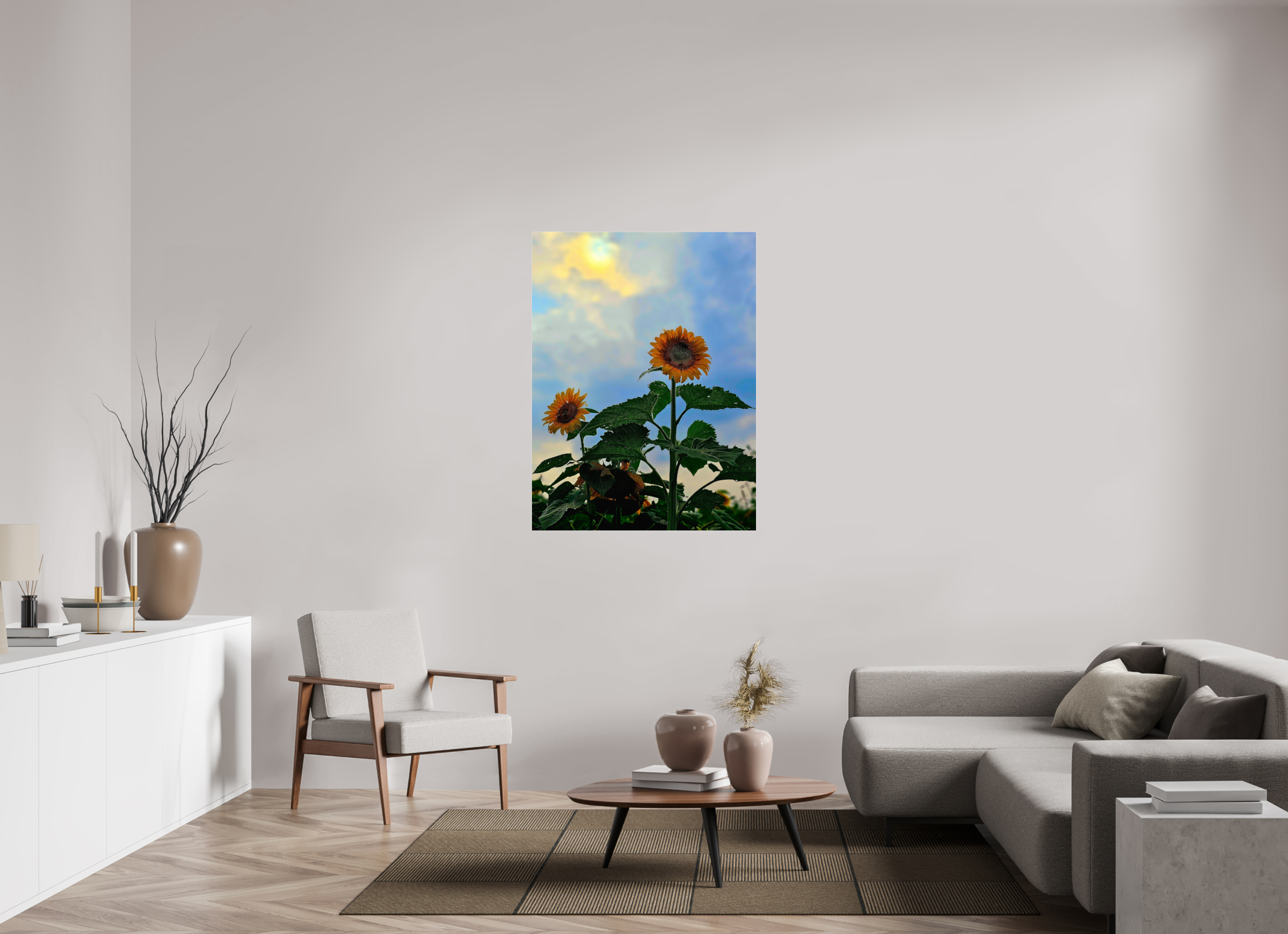 36 x 48″, Photo Print Under Acrylic Glass Sunflowers In Spring