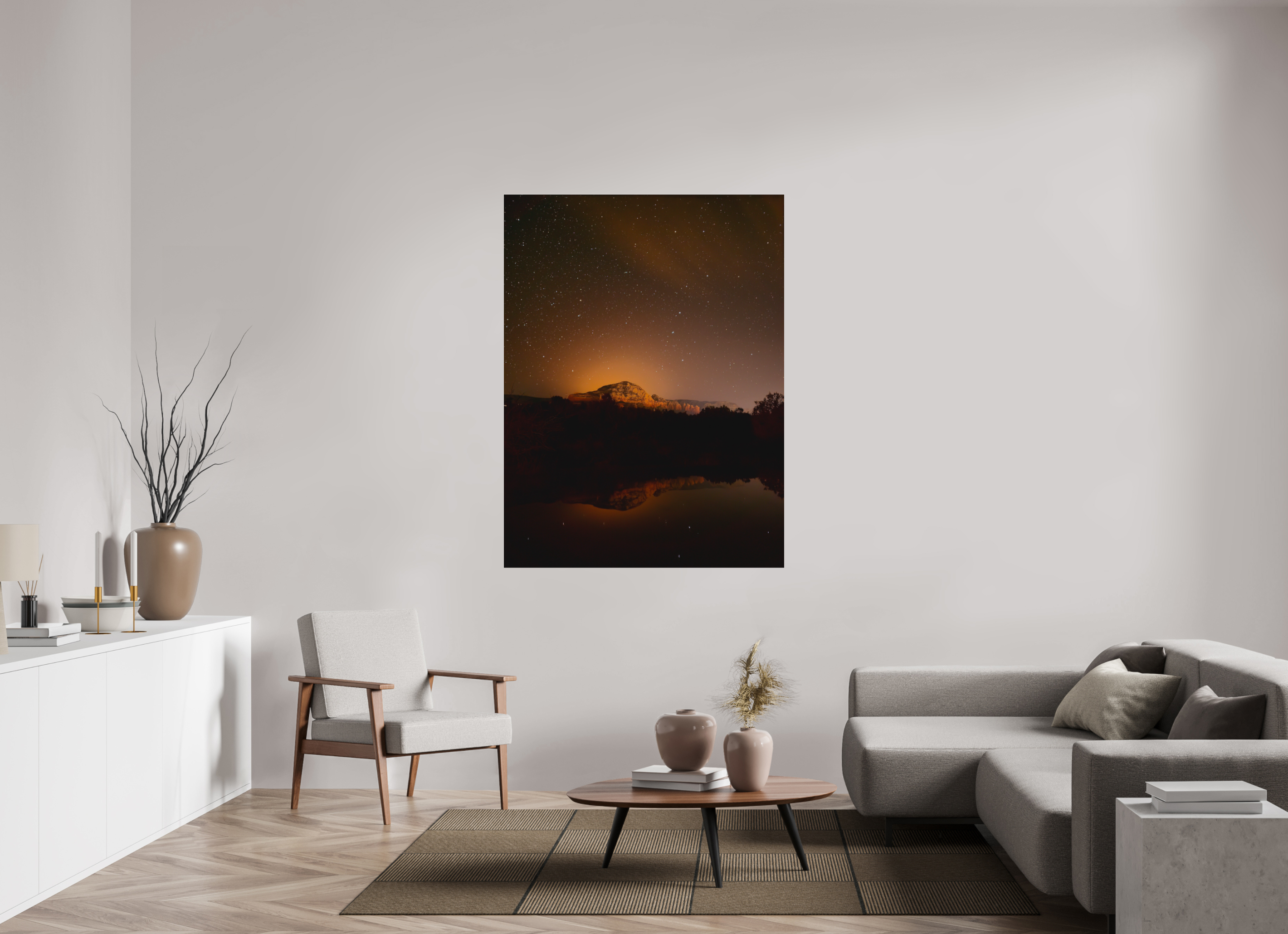 45 x 60″, Photo Print Under Acrylic Glass Thunder Mountain under a thousand stars