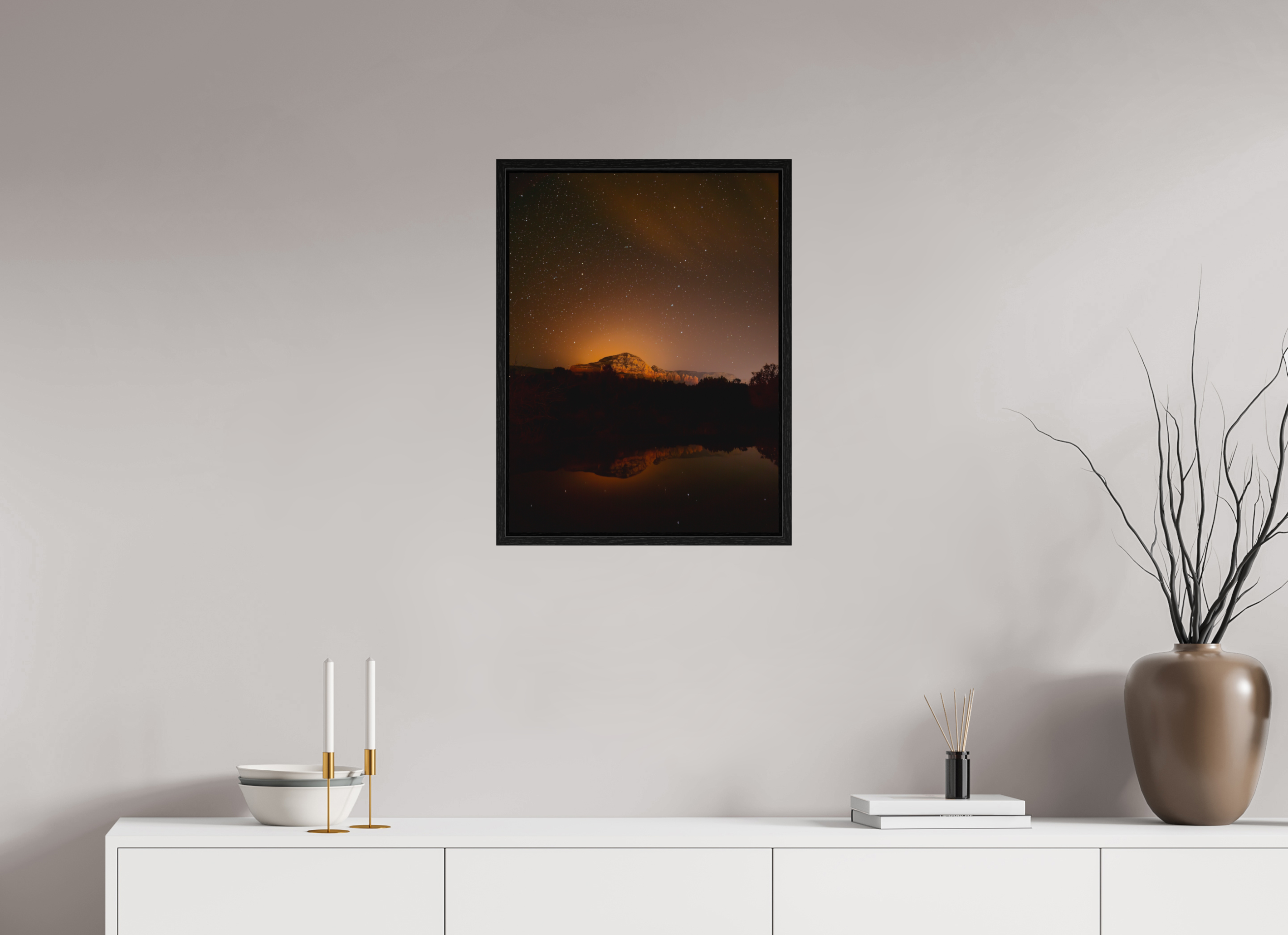 18 x 24″, Floater Frame Thunder Mountain under a thousand stars