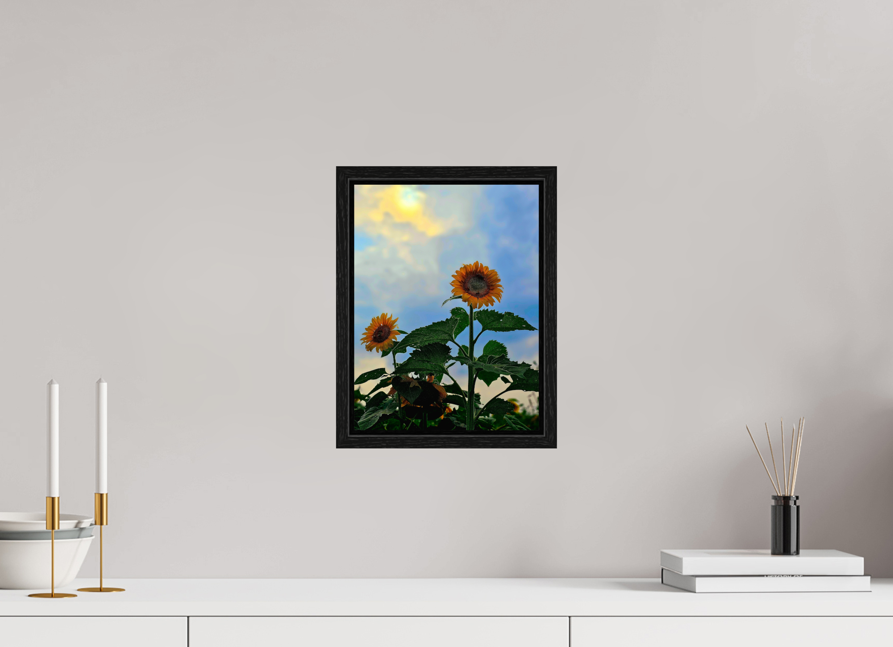 9 x 12″, Floater Frame Sunflowers In Spring