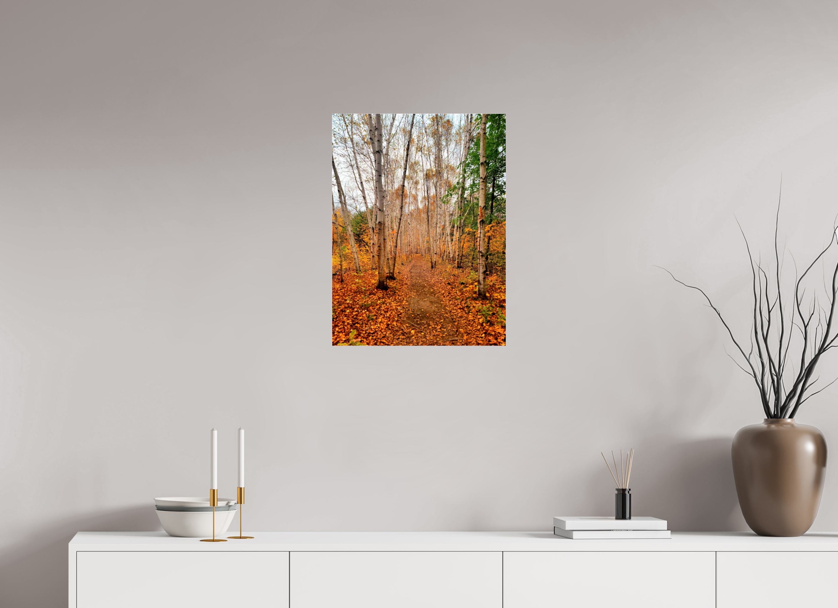 18 x 24″, Photo Print Under Acrylic Glass The Path Through Turning Leaves