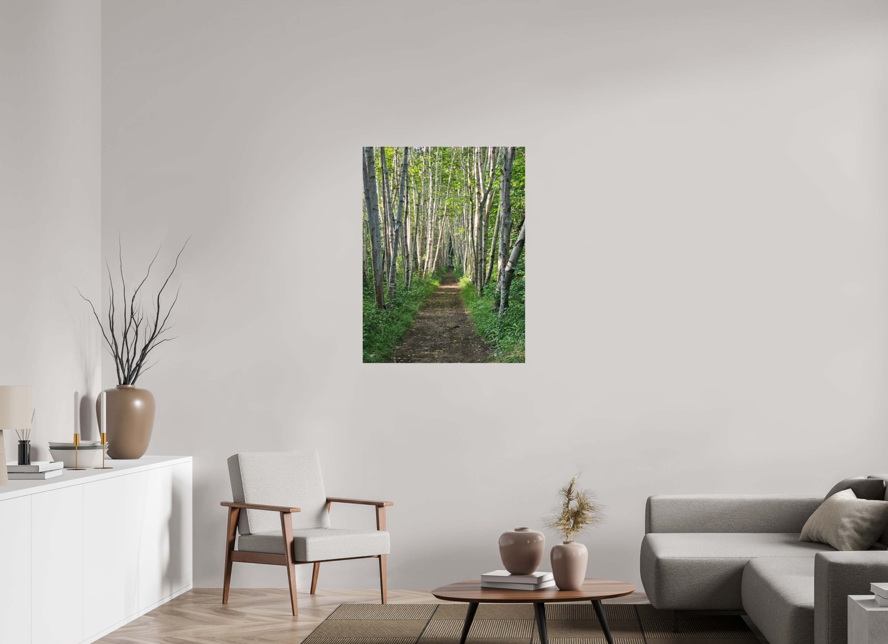 30 x 40″, Photo Print Under Acrylic Glass The Summer On The Birch Trail
