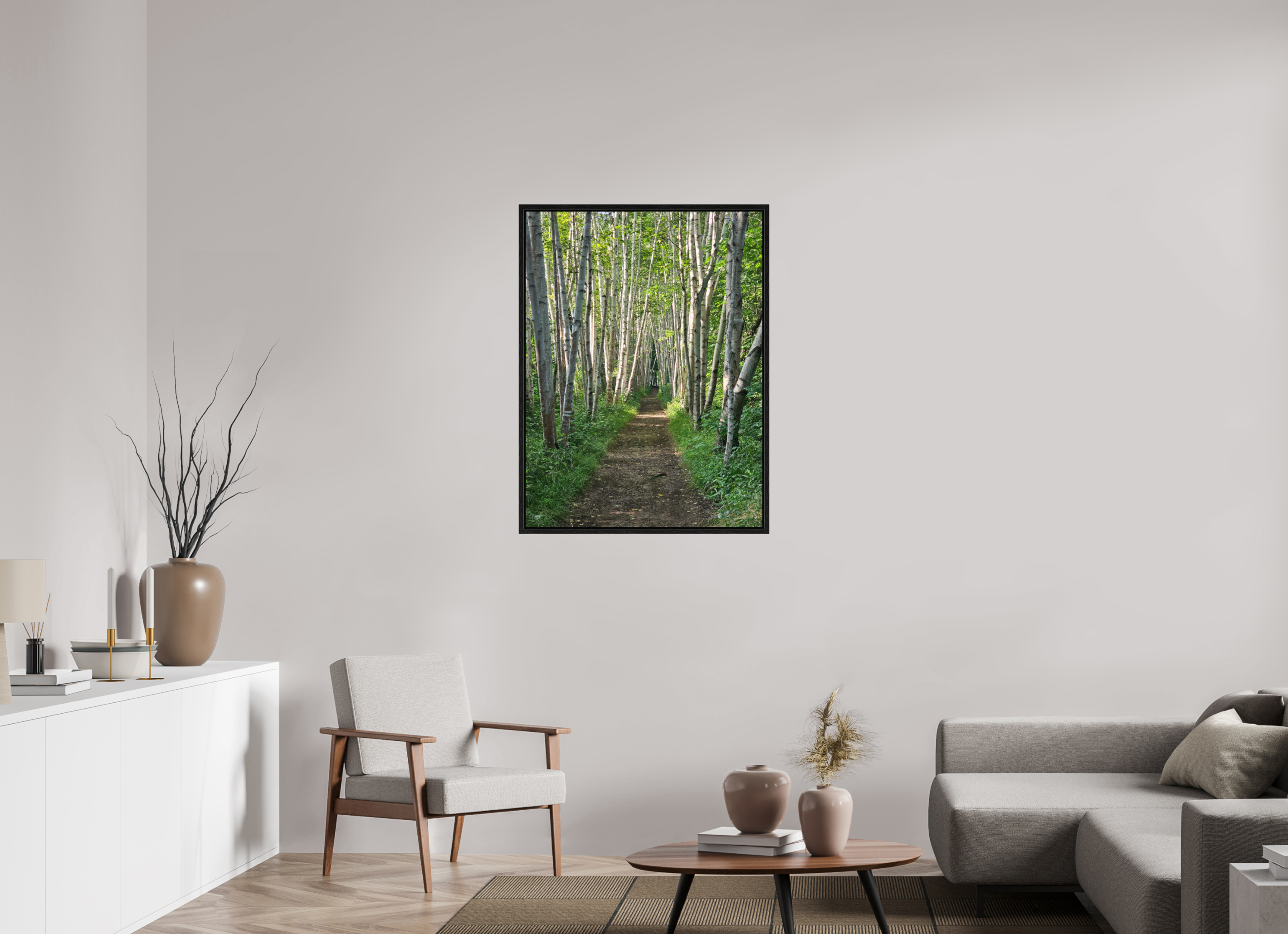 30 x 40″, Floater Frame The Summer On The Birch Trail
