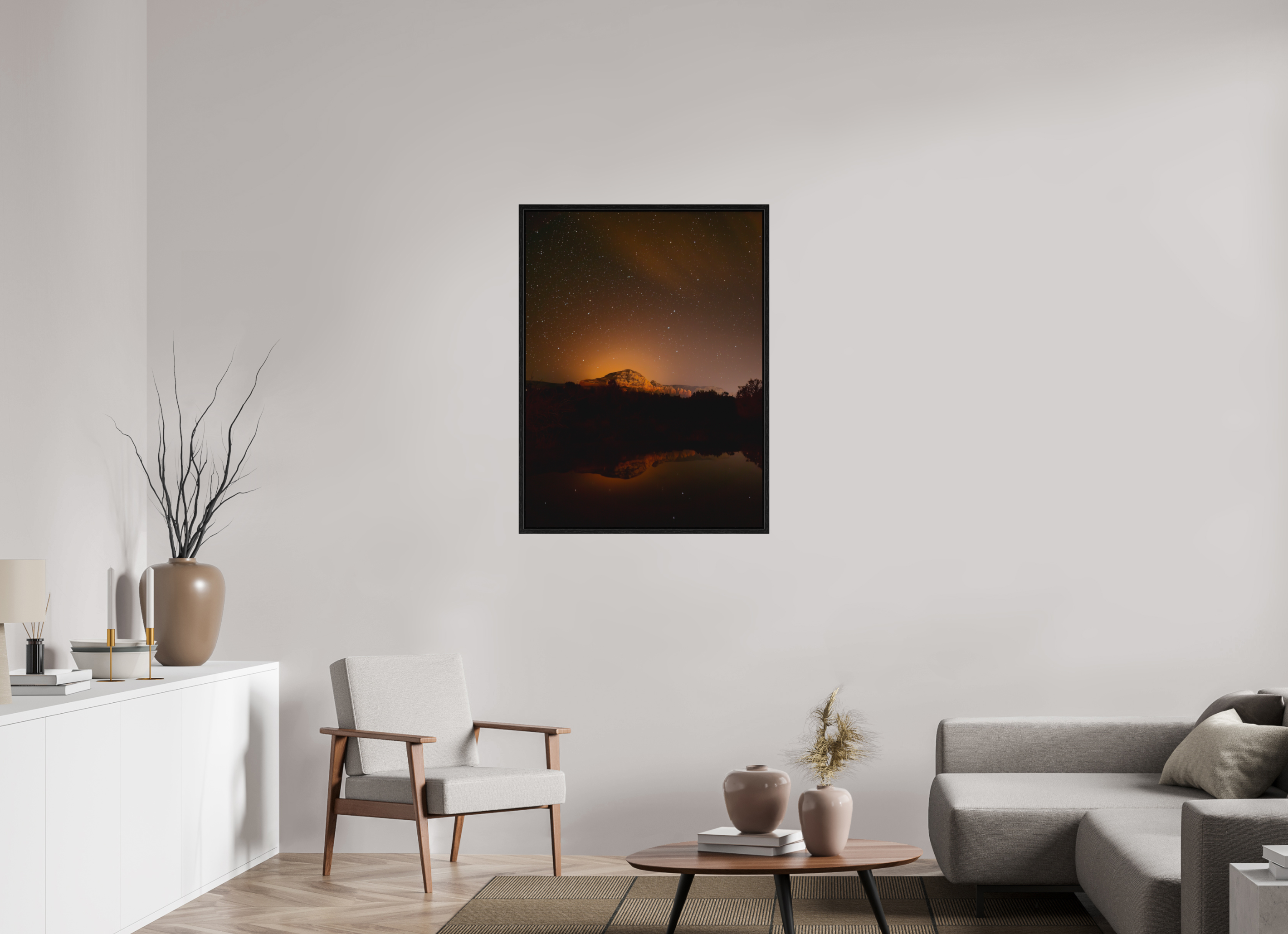30 x 40″, Floater Frame Thunder Mountain under a thousand stars