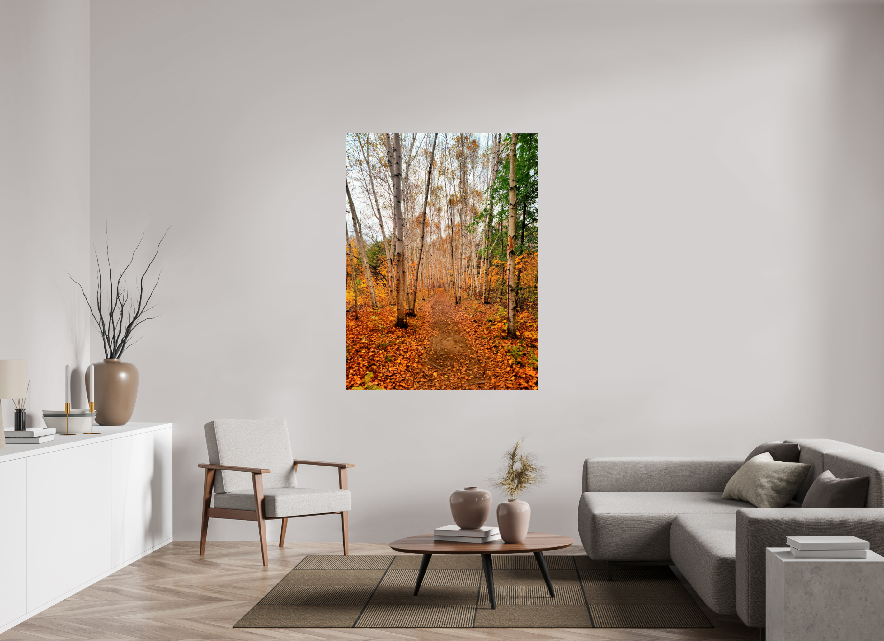 45 x 60″, Photo Print Under Acrylic Glass The Path Through Turning Leaves
