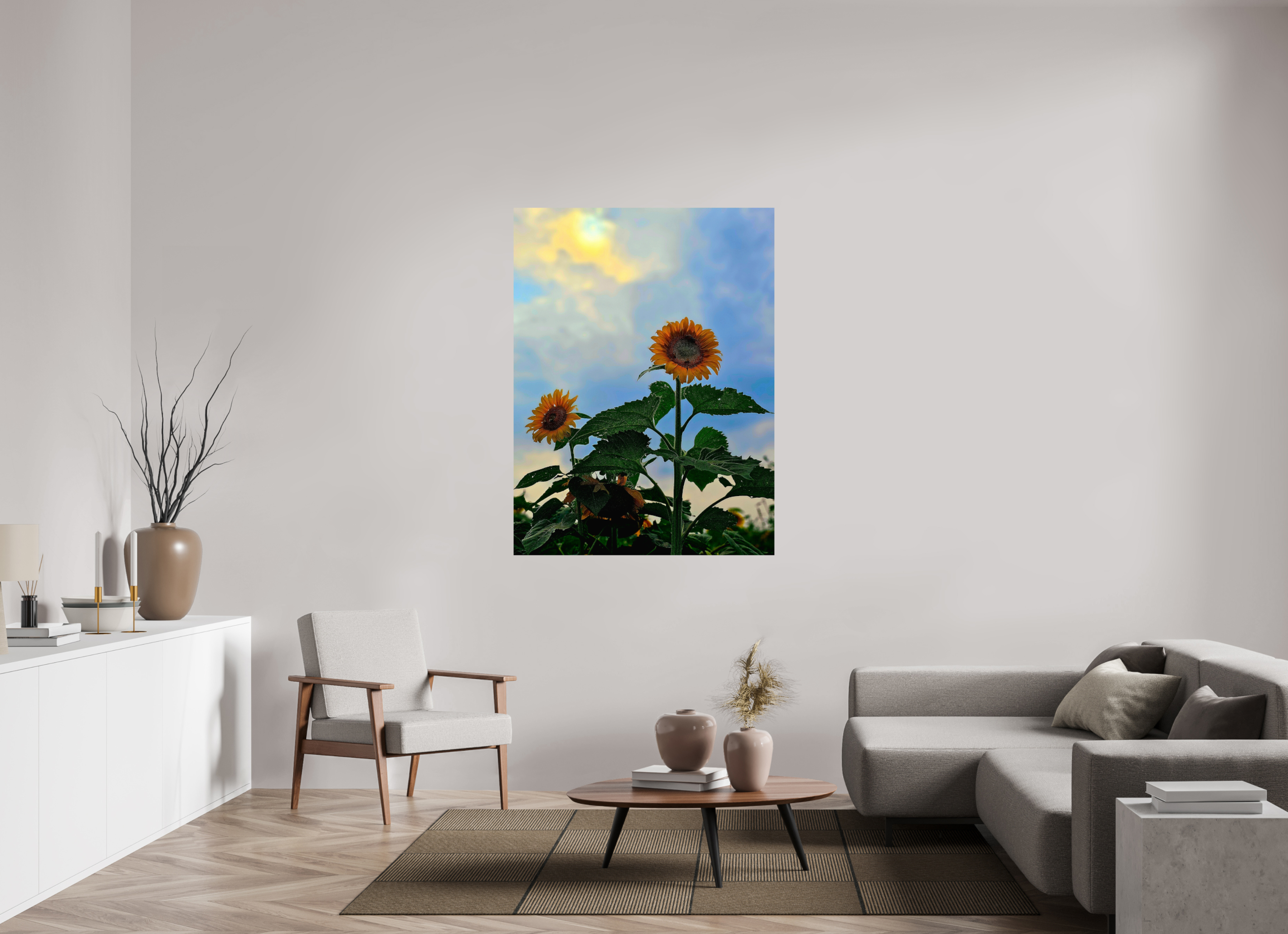 42 x 56″, Photo Print On Fuji Crystal DP II Sunflowers In Spring