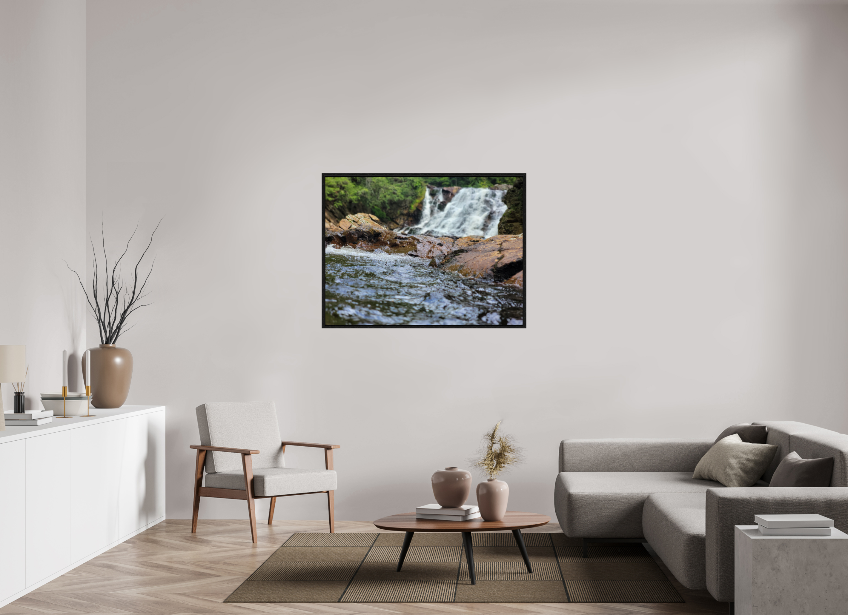 48 x 36″, Floater Frame The Rush Of Bebe Falls