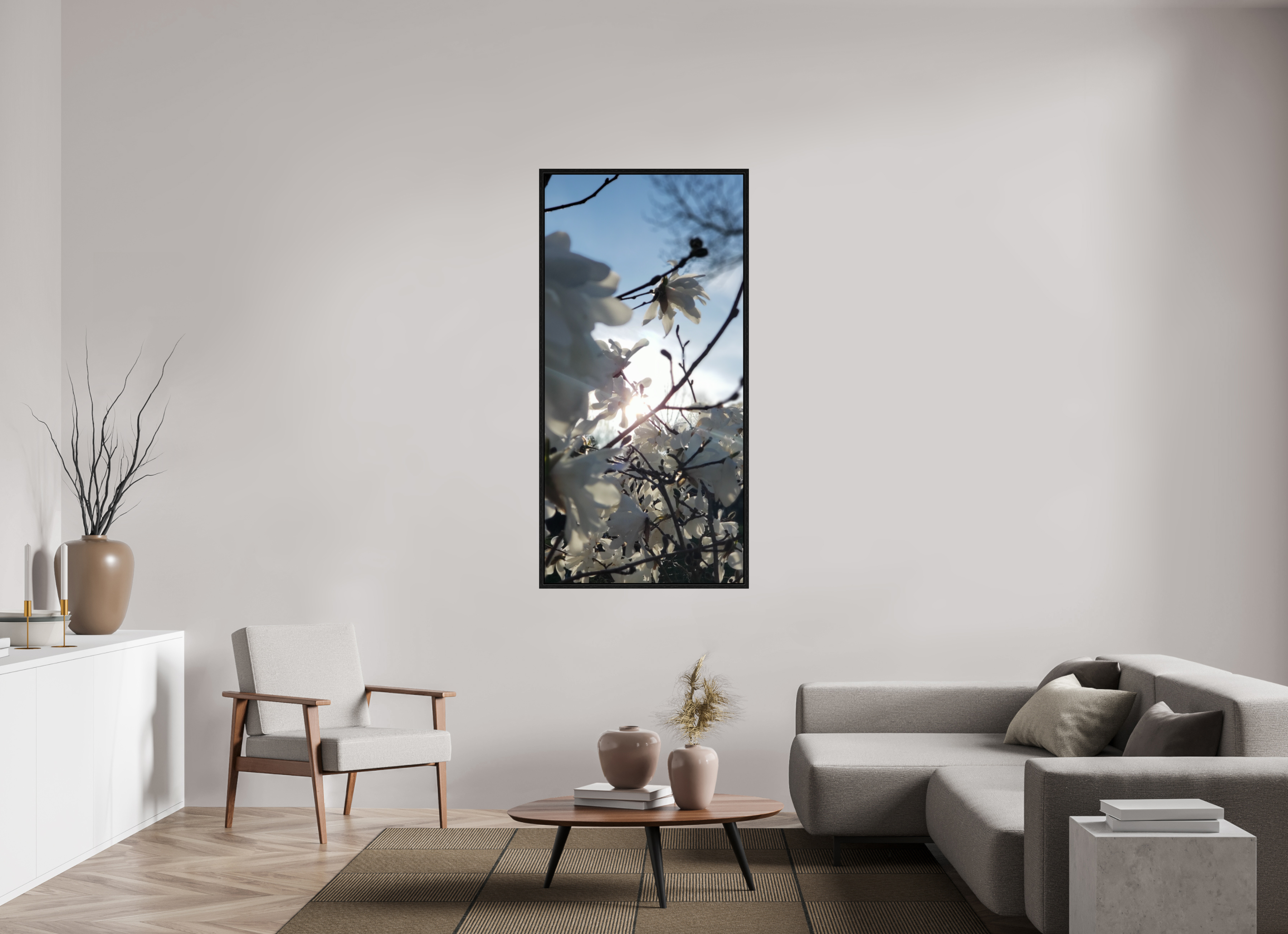 31 x 63.8″, Floater Frame Where The Sun Finds The Petals
