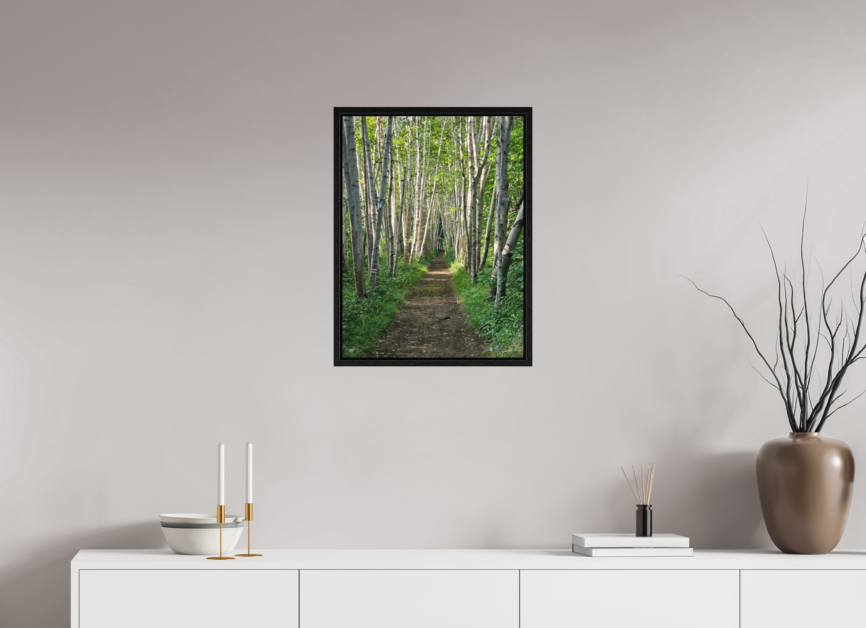 18 x 24″, Floater Frame The Summer On The Birch Trail