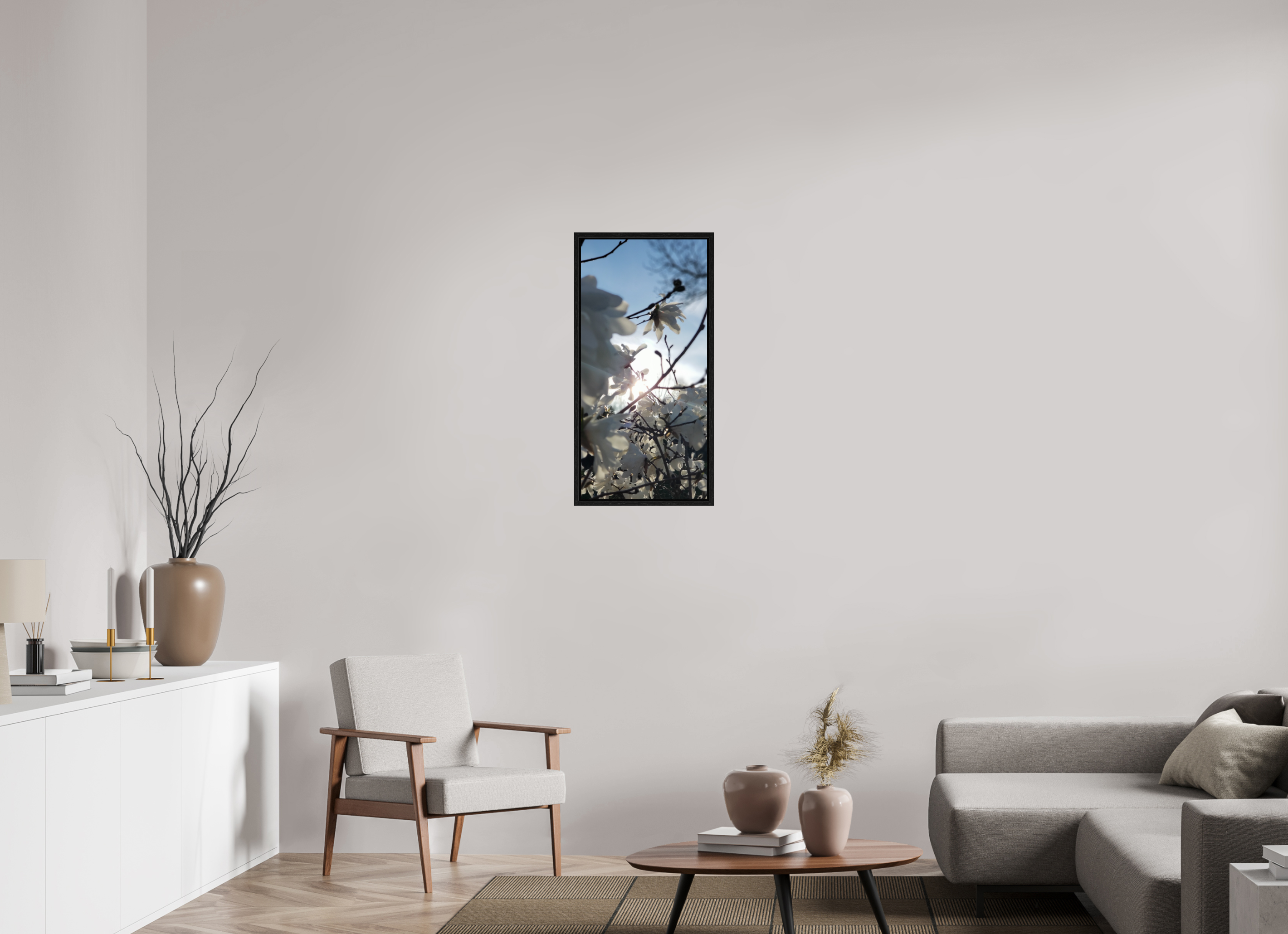 16 x 32.9″, Floater Frame Where The Sun Finds The Petals