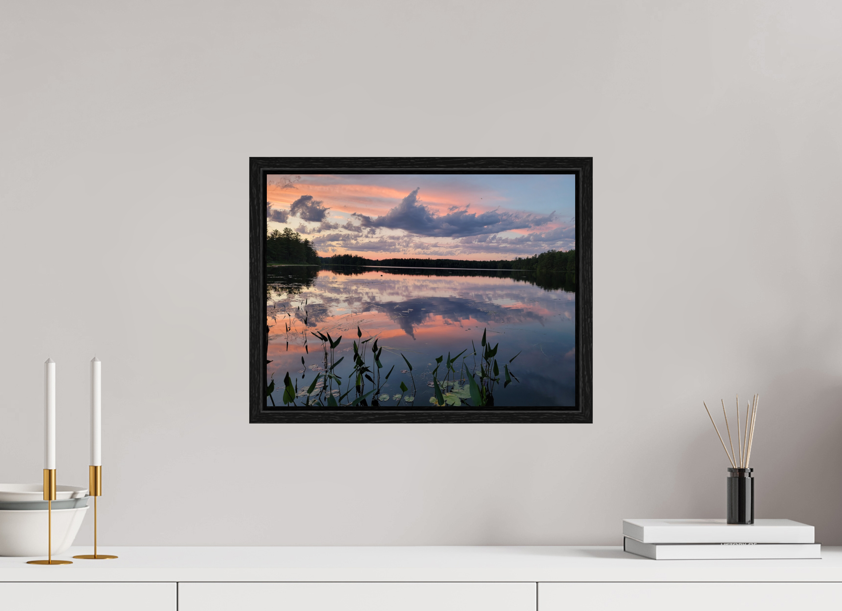 16 x 12″, Floater Frame Sugared Sky Reflections
