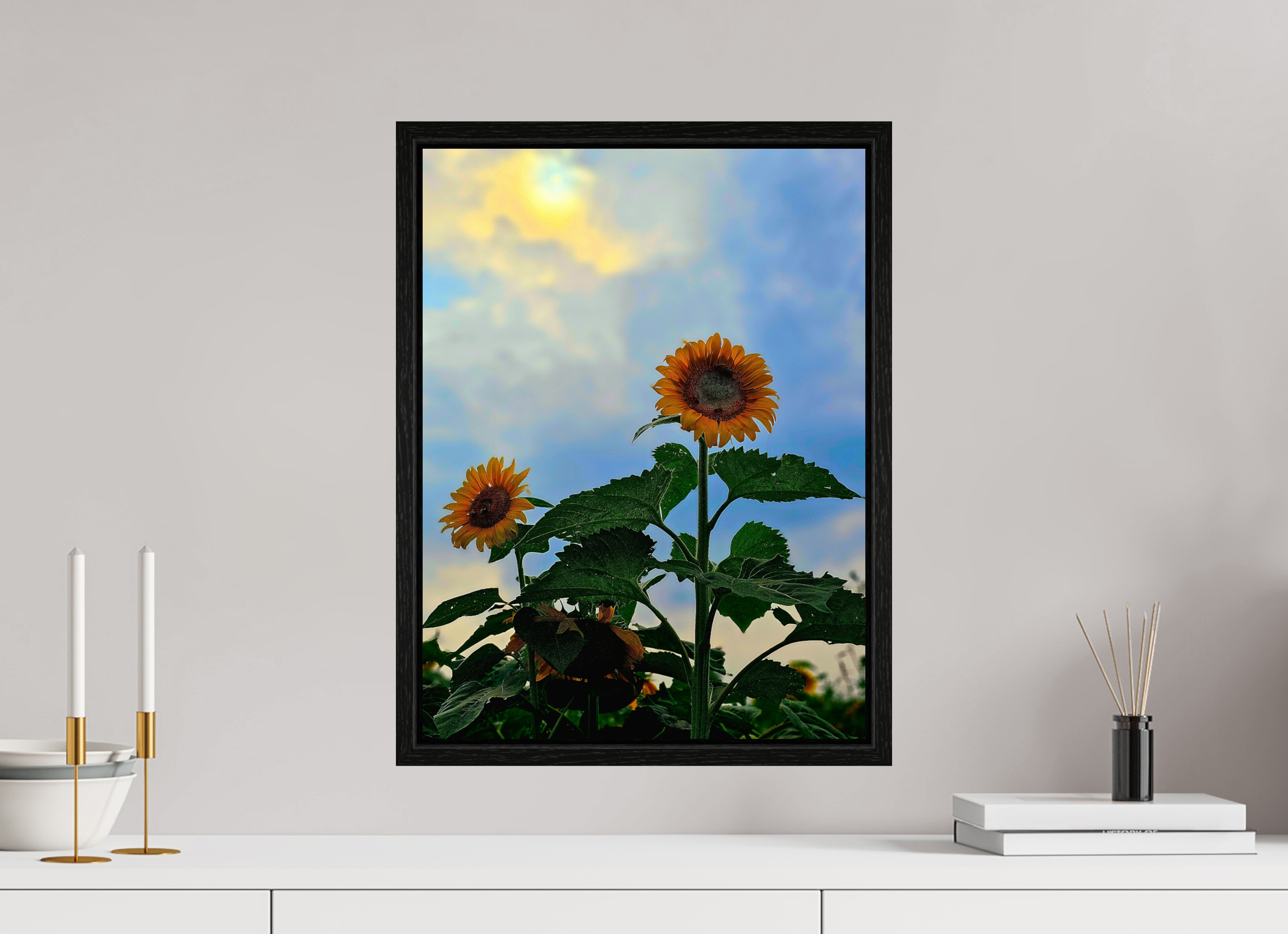 15 x 20″, Floater Frame Sunflowers In Spring