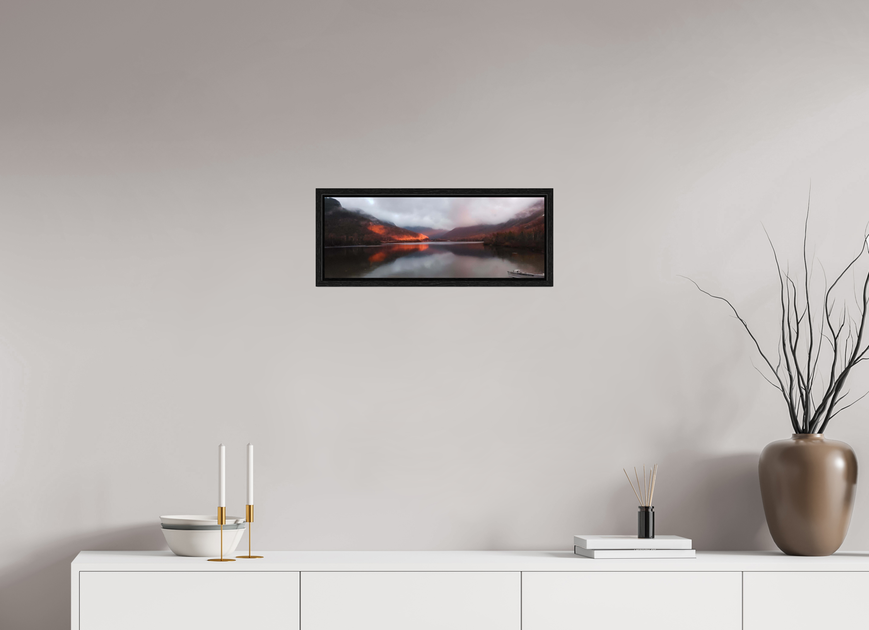 21.8 x 8″, Floater Frame The burning reflection of Echo Lake