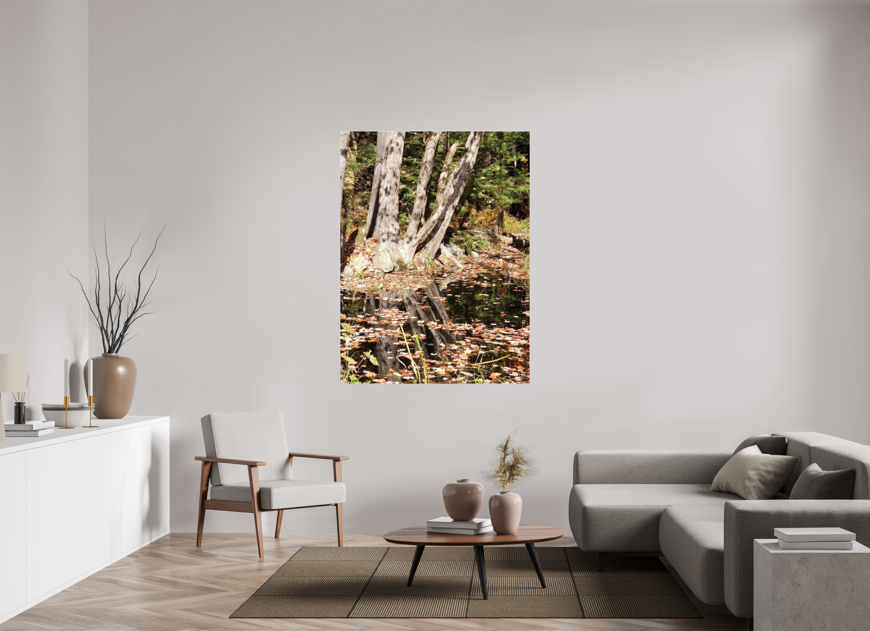 45 x 60″, Photo Print Under Acrylic Glass Falling Into Reflections