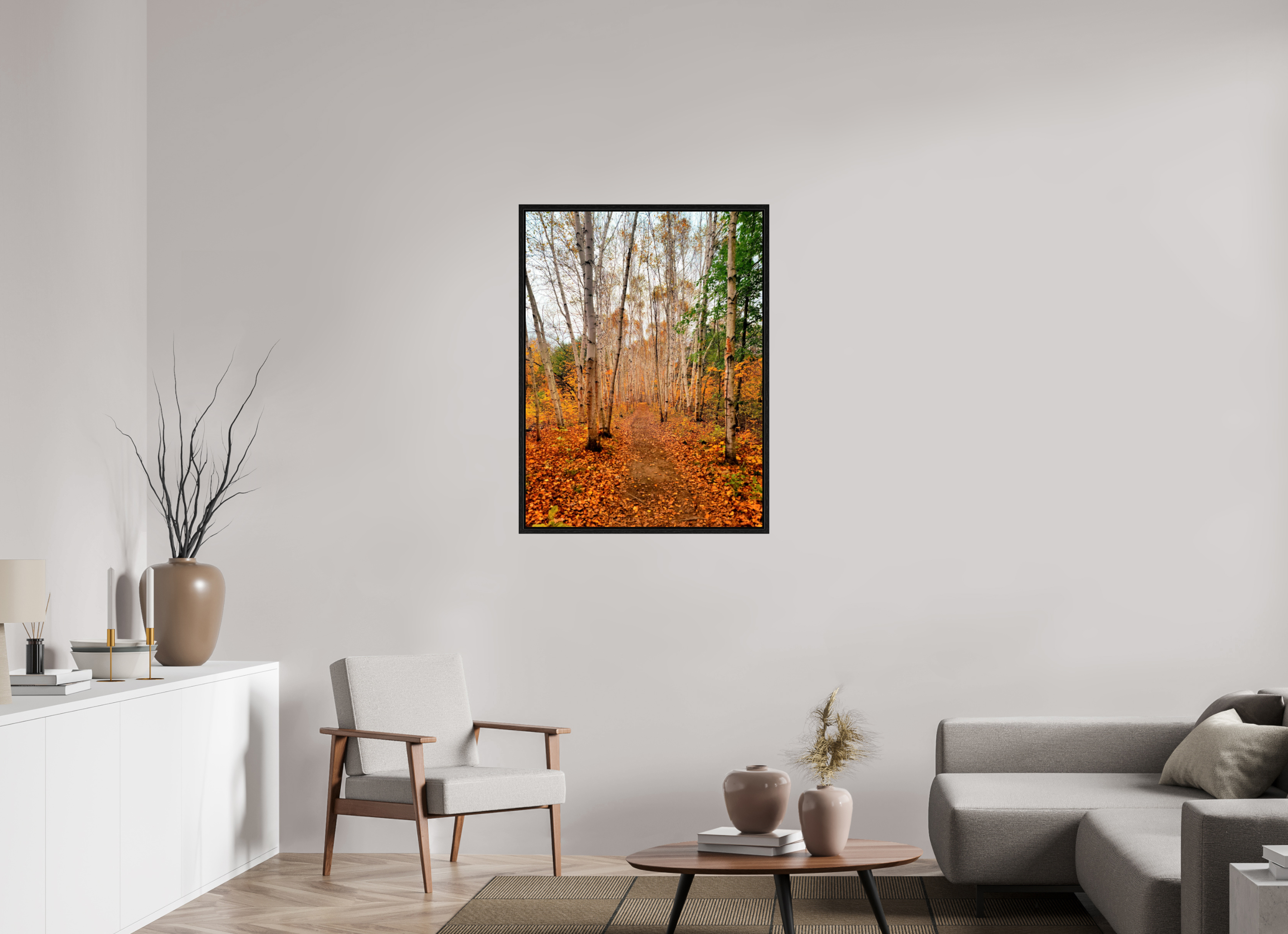 30 x 40″, Floater Frame The Path Through Turning Leaves
