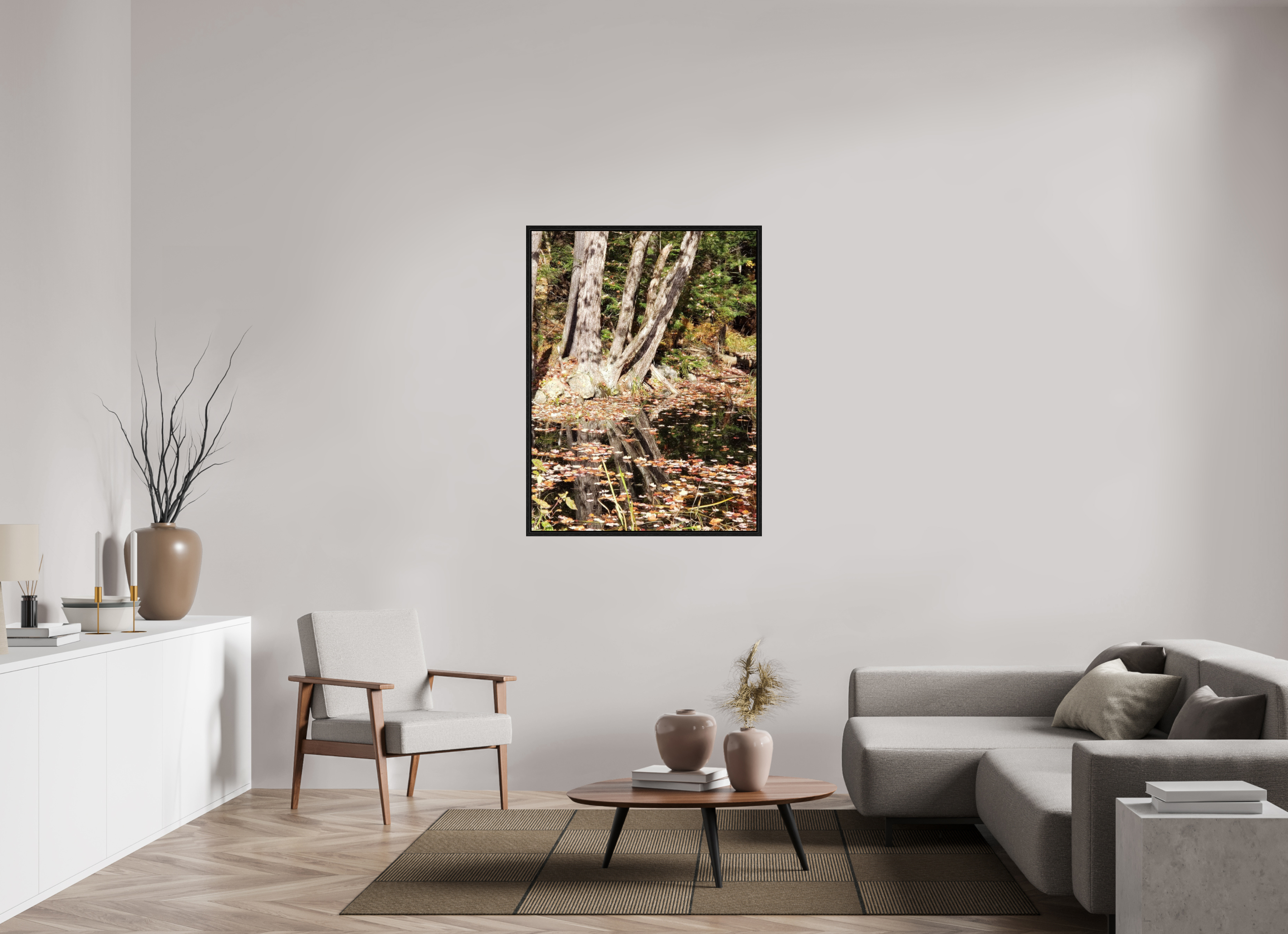 36 x 48″, Floater Frame Falling Into Reflections