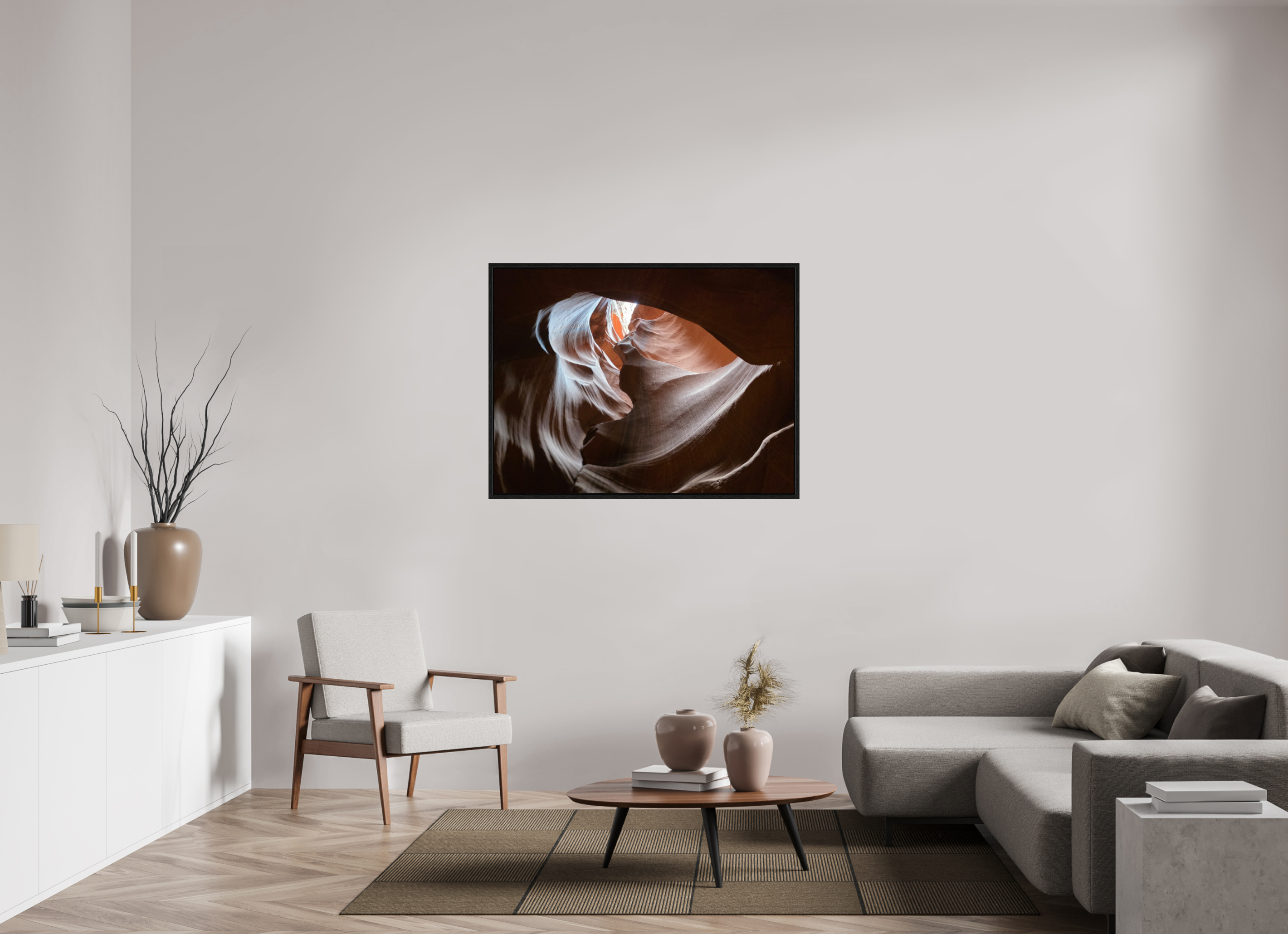 48 x 36″, Floater Frame The Hidden Heart of Antelope Canyon