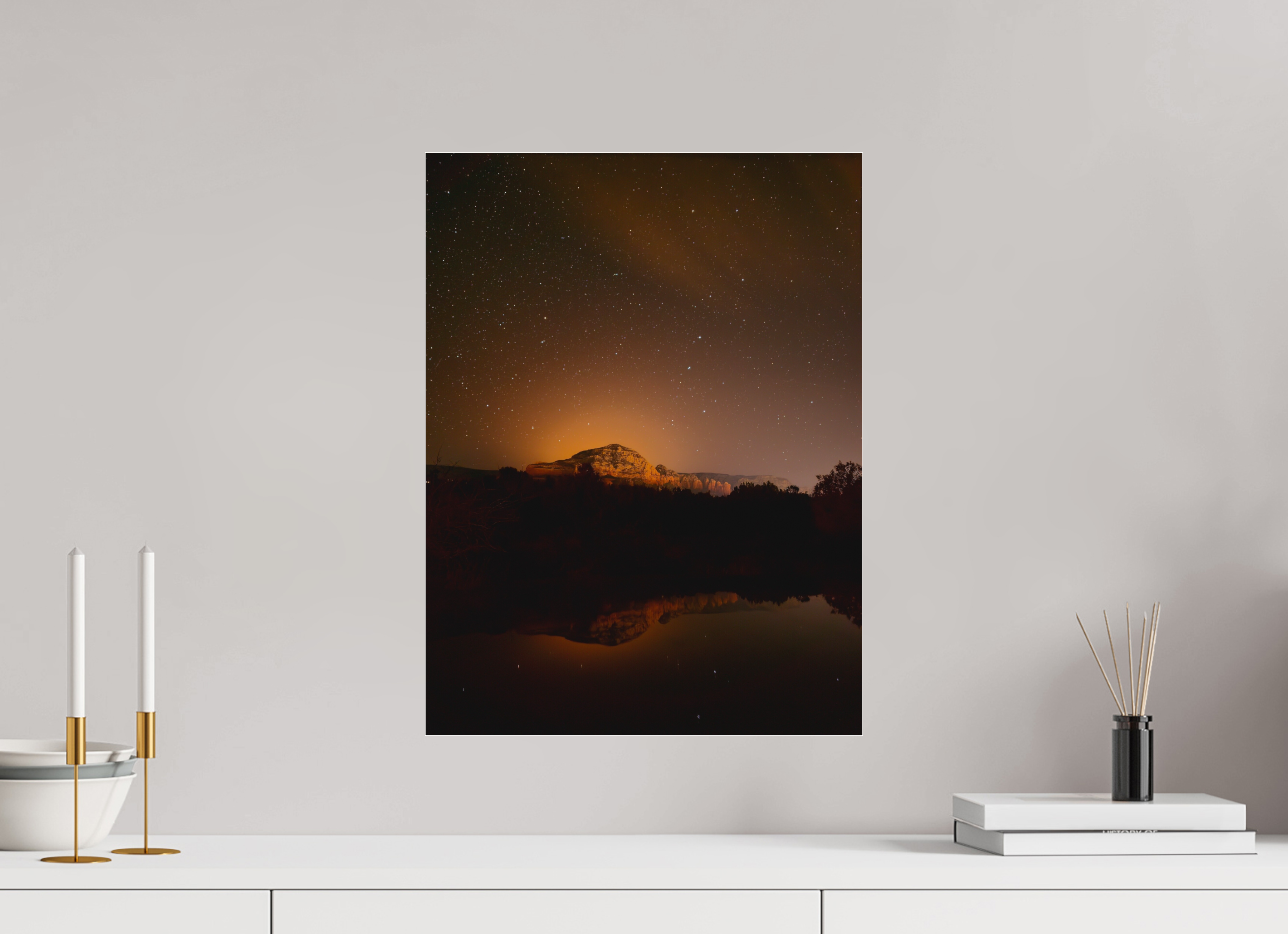 15 x 20″, Photo Print Under Acrylic Glass Thunder Mountain under a thousand stars