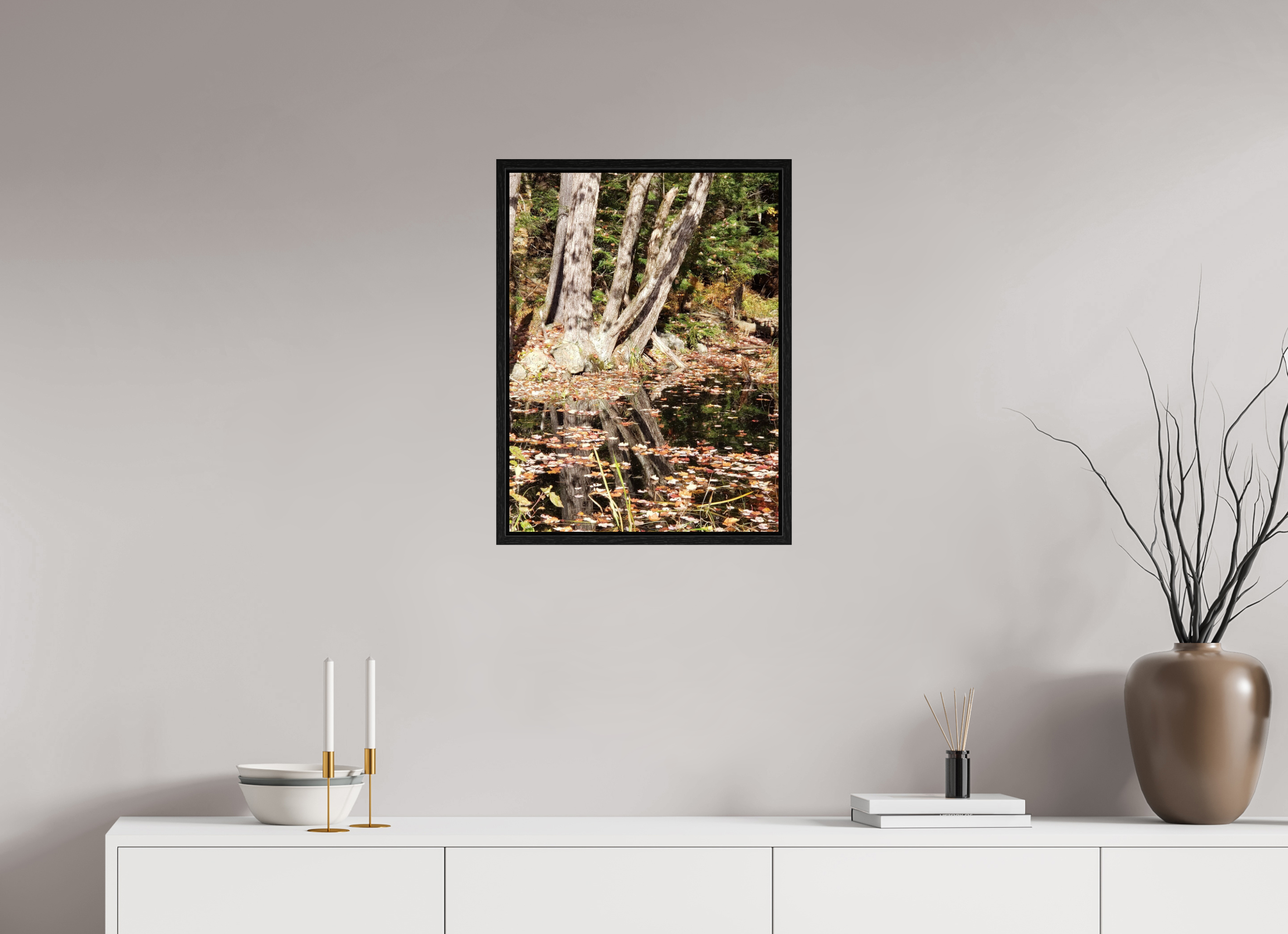 18 x 24″, Floater Frame Falling Into Reflections