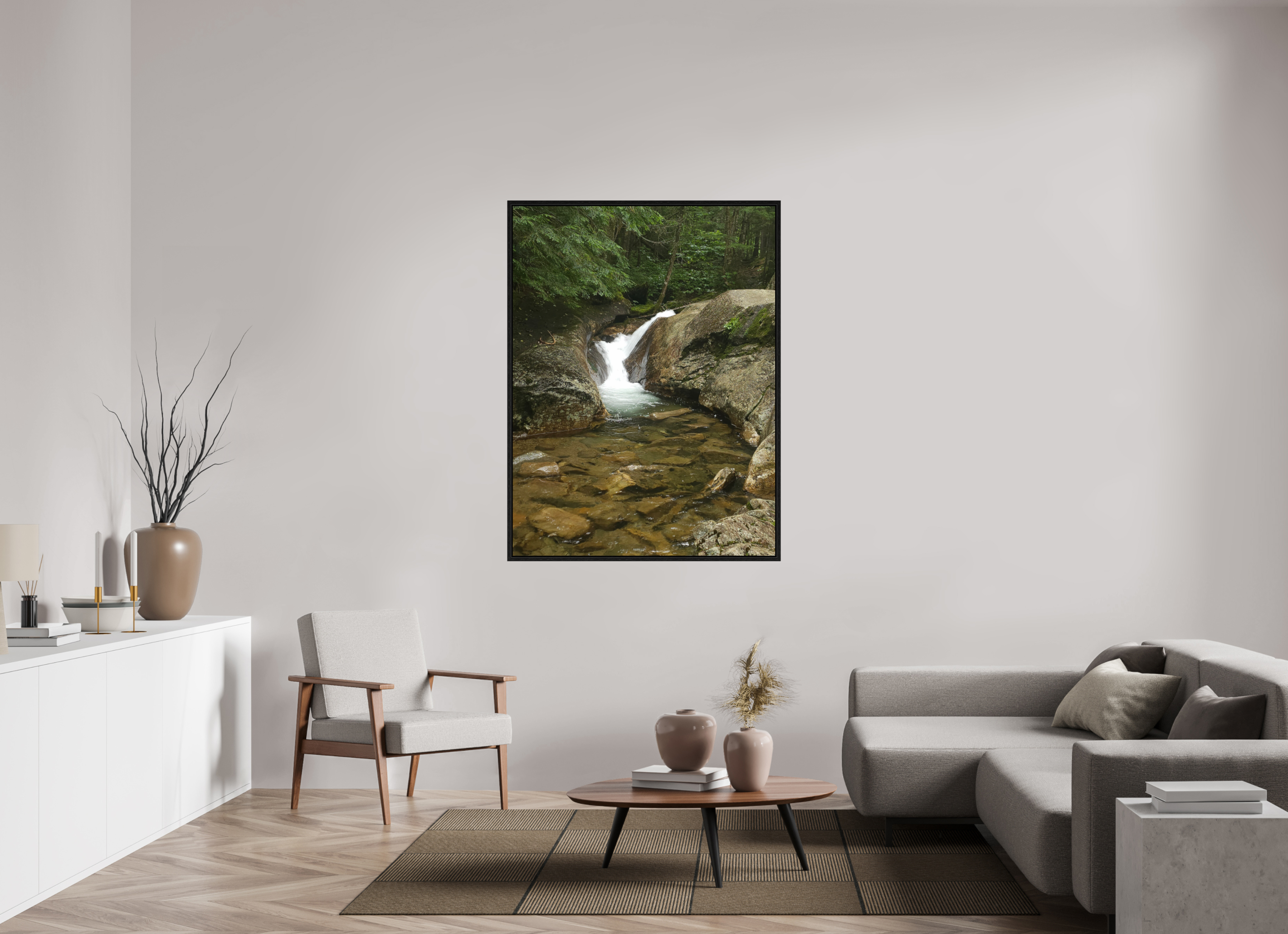 42 x 56″, Floater Frame The Mossy Cascade