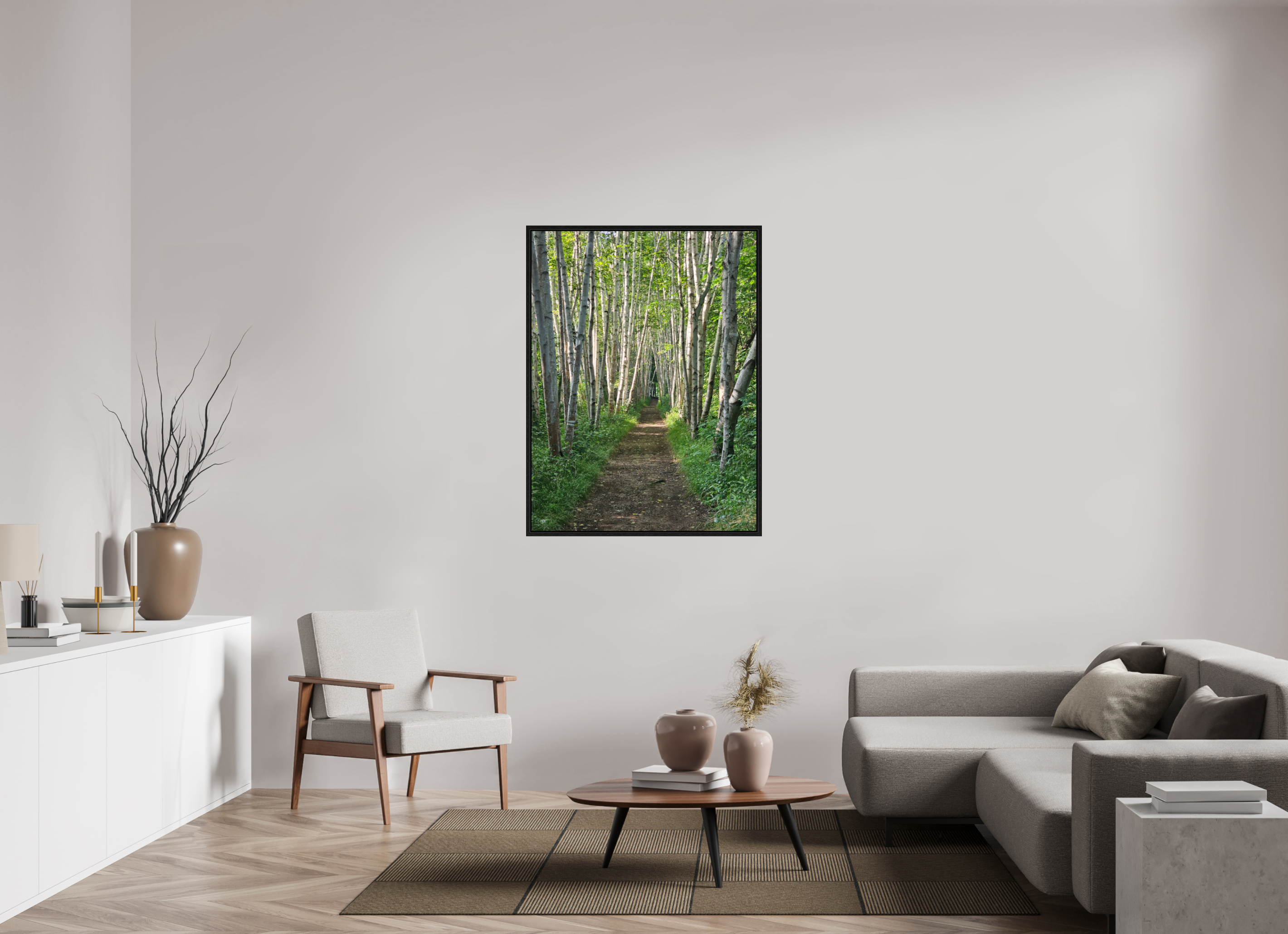 36 x 48″, Floater Frame The Summer On The Birch Trail