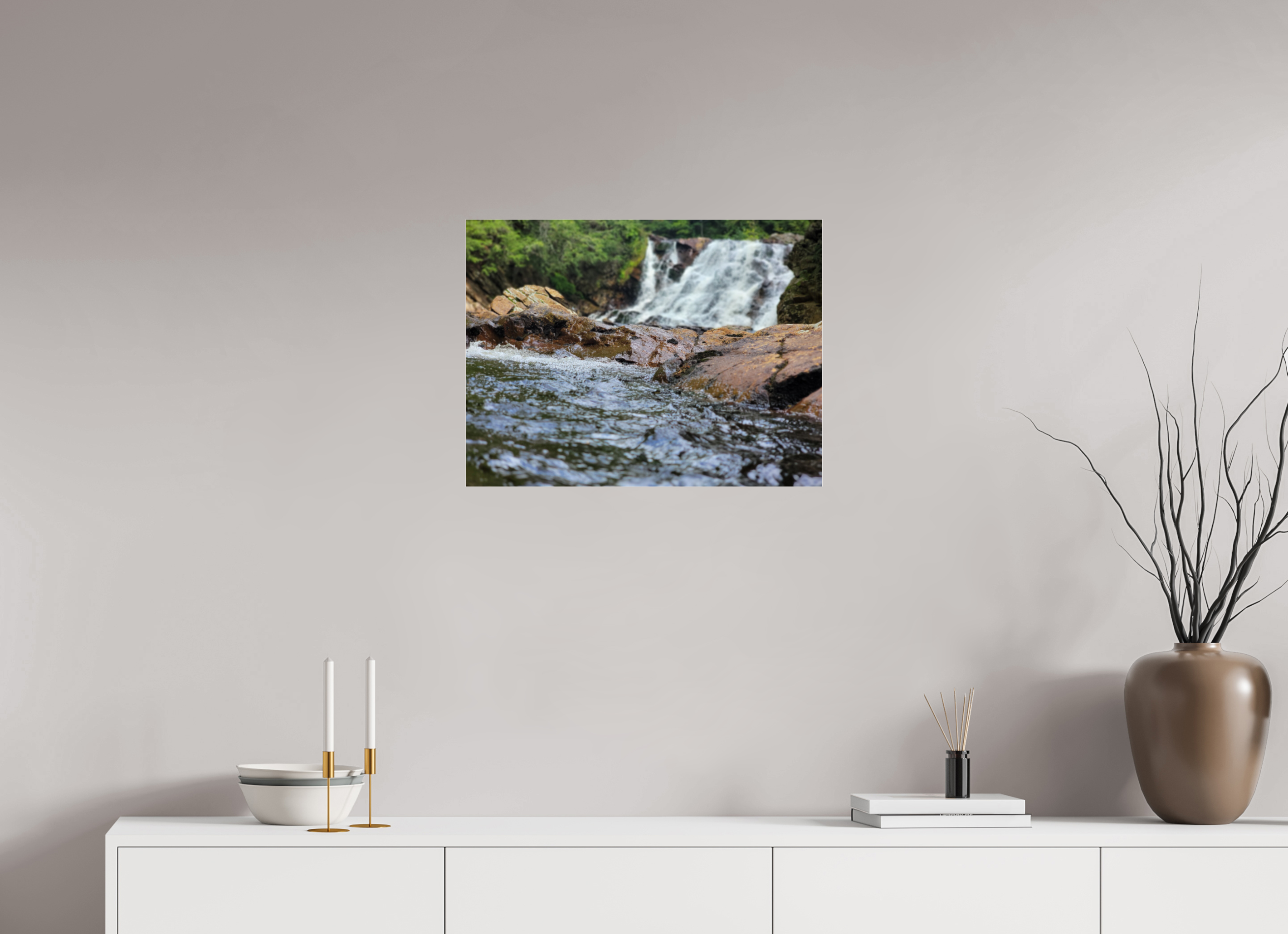 24 x 18″, Photo Print Under Acrylic Glass The Rush Of Bebe Falls