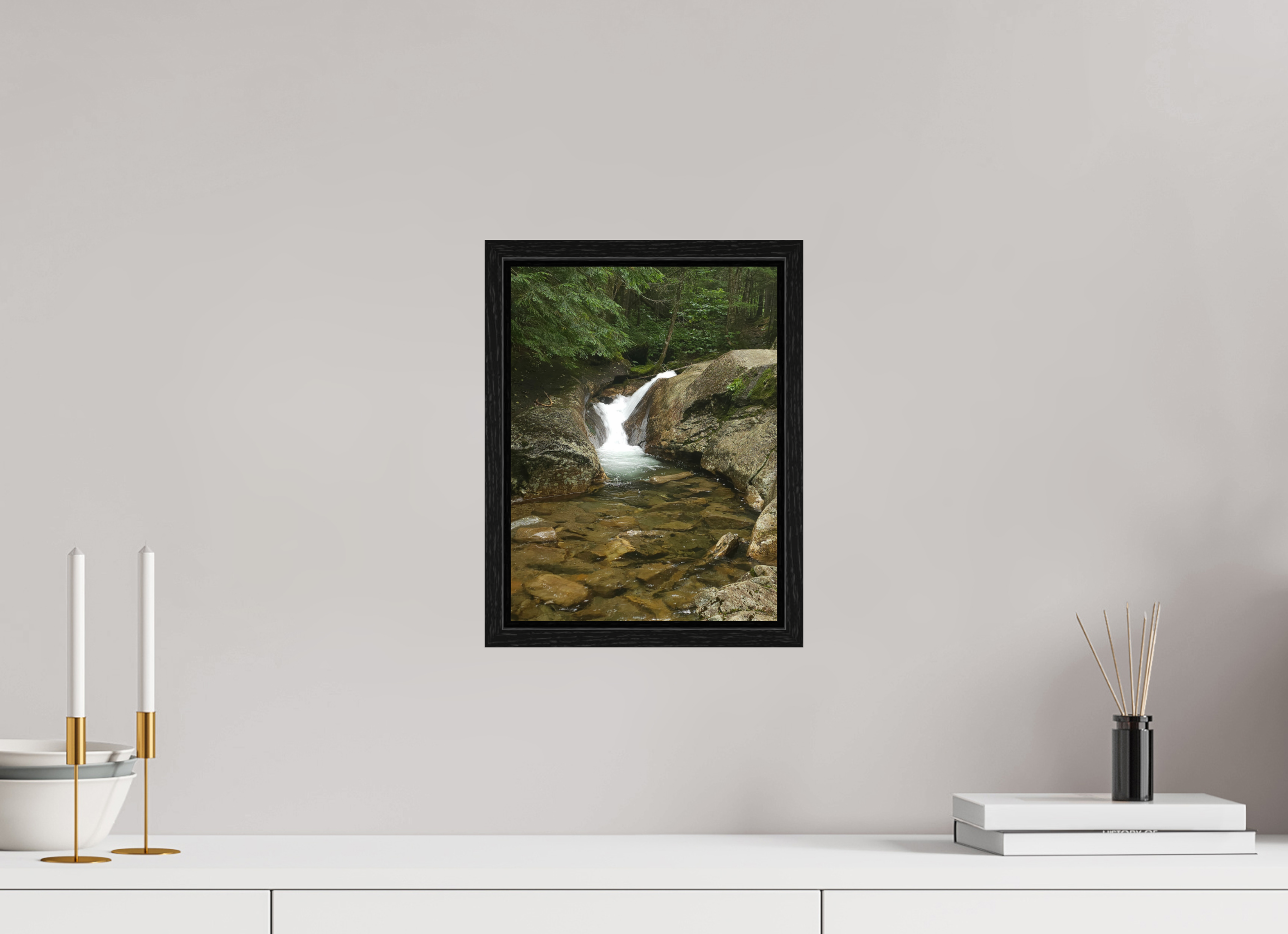 9 x 12″, Floater Frame The Mossy Cascade