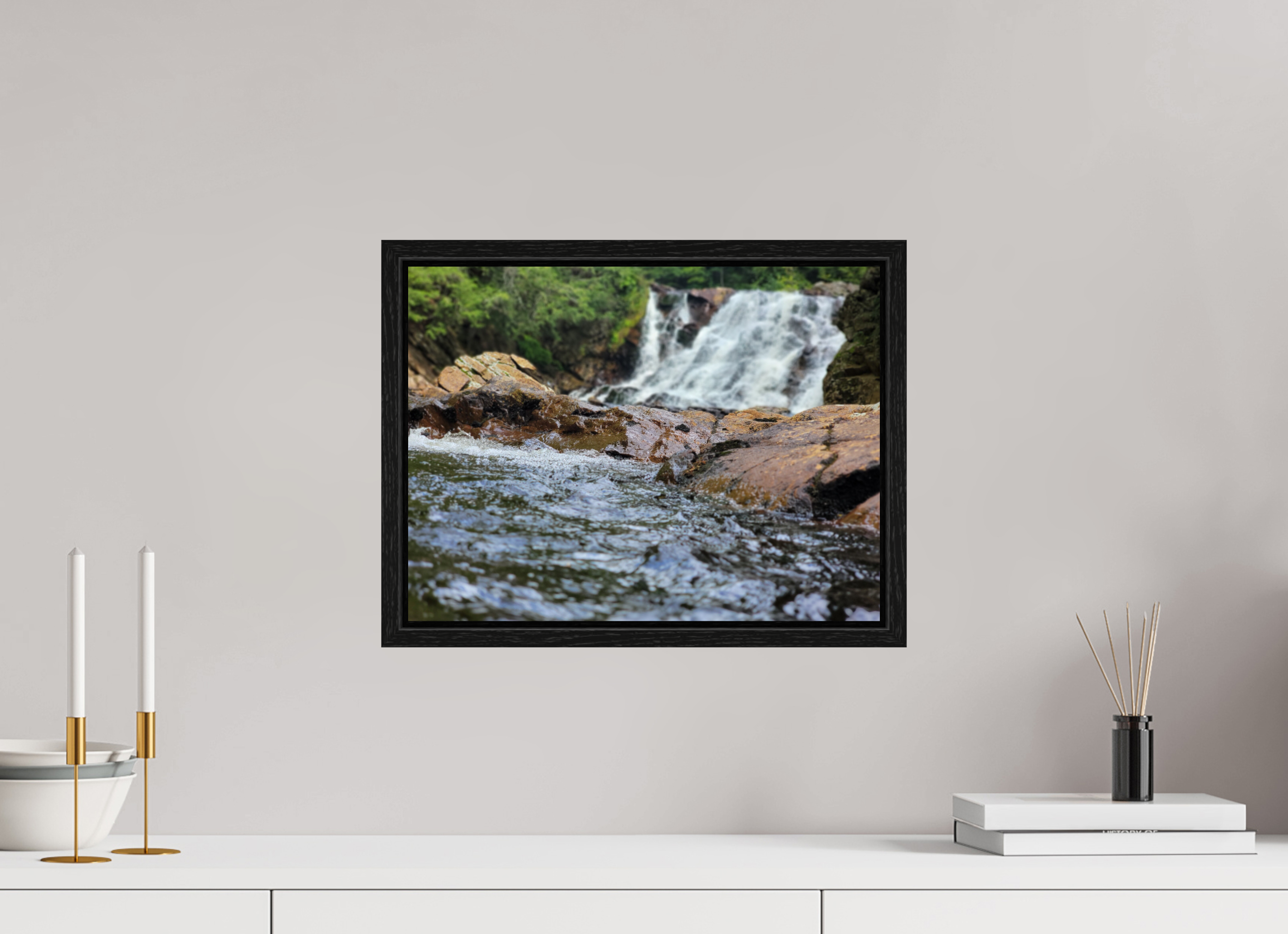 16 x 12″, Floater Frame The Rush Of Bebe Falls