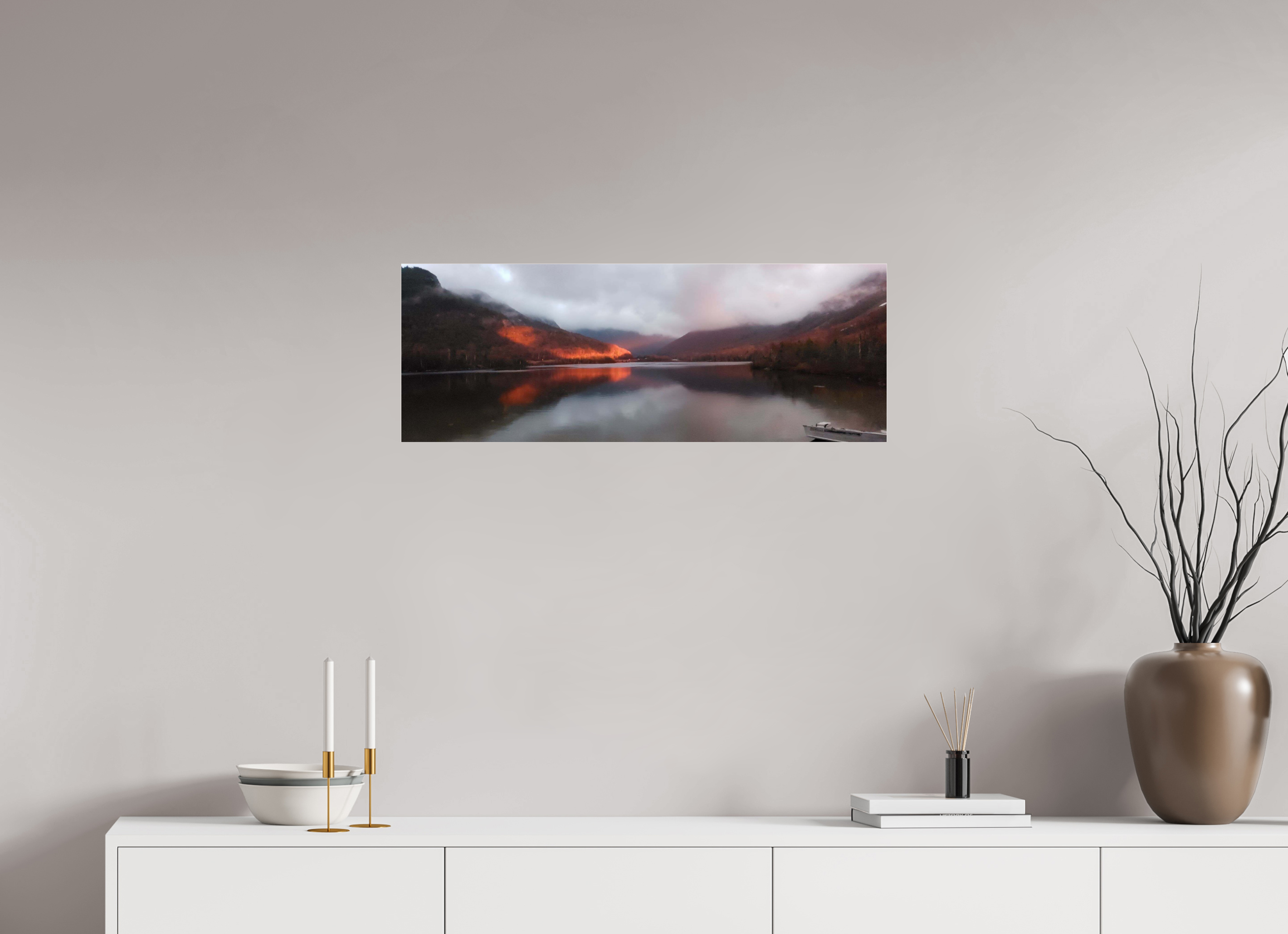 32.7 x 12″, Photo Print Under Acrylic Glass The burning reflection of Echo Lake