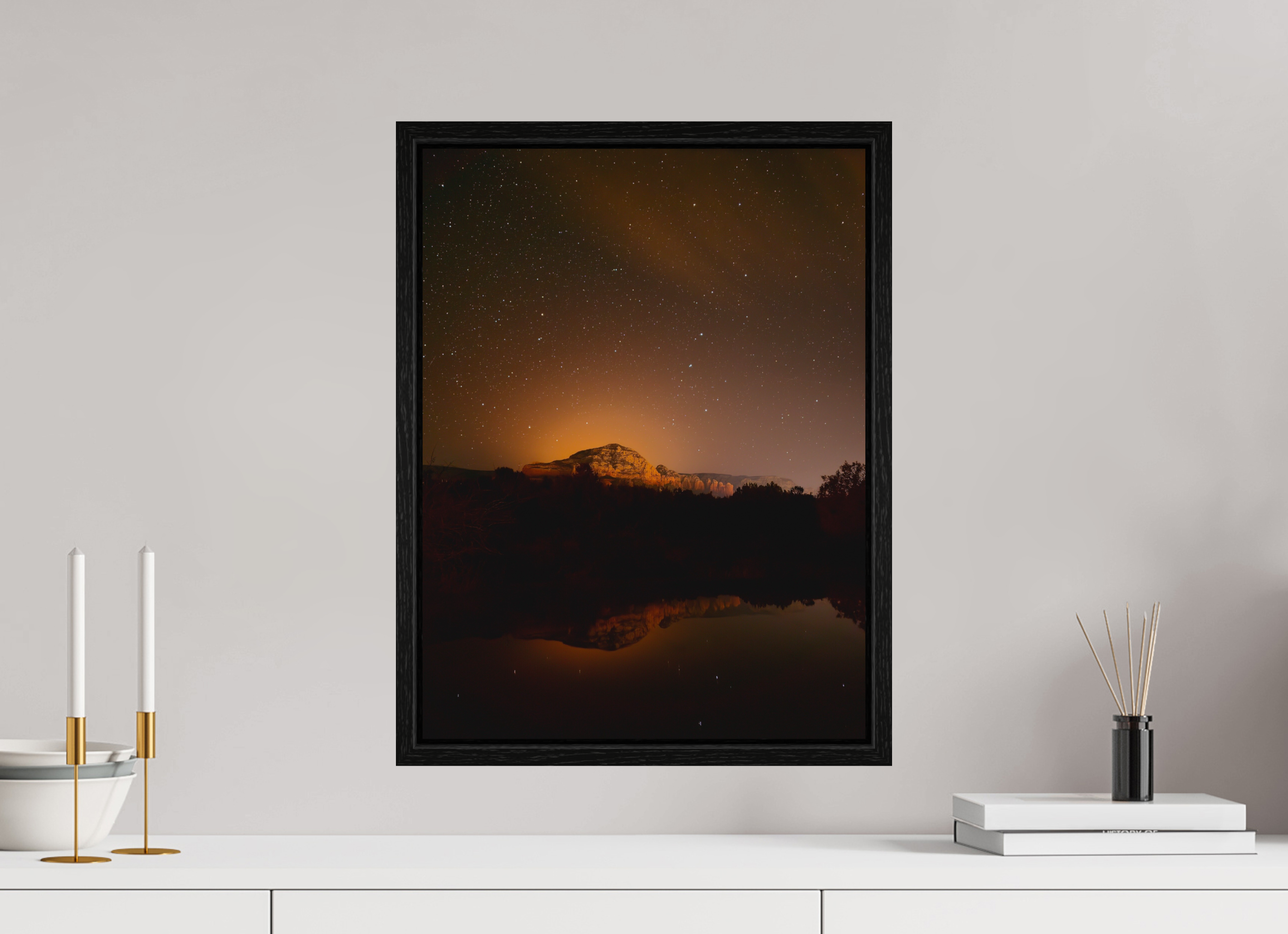 15 x 20″, Floater Frame Thunder Mountain under a thousand stars