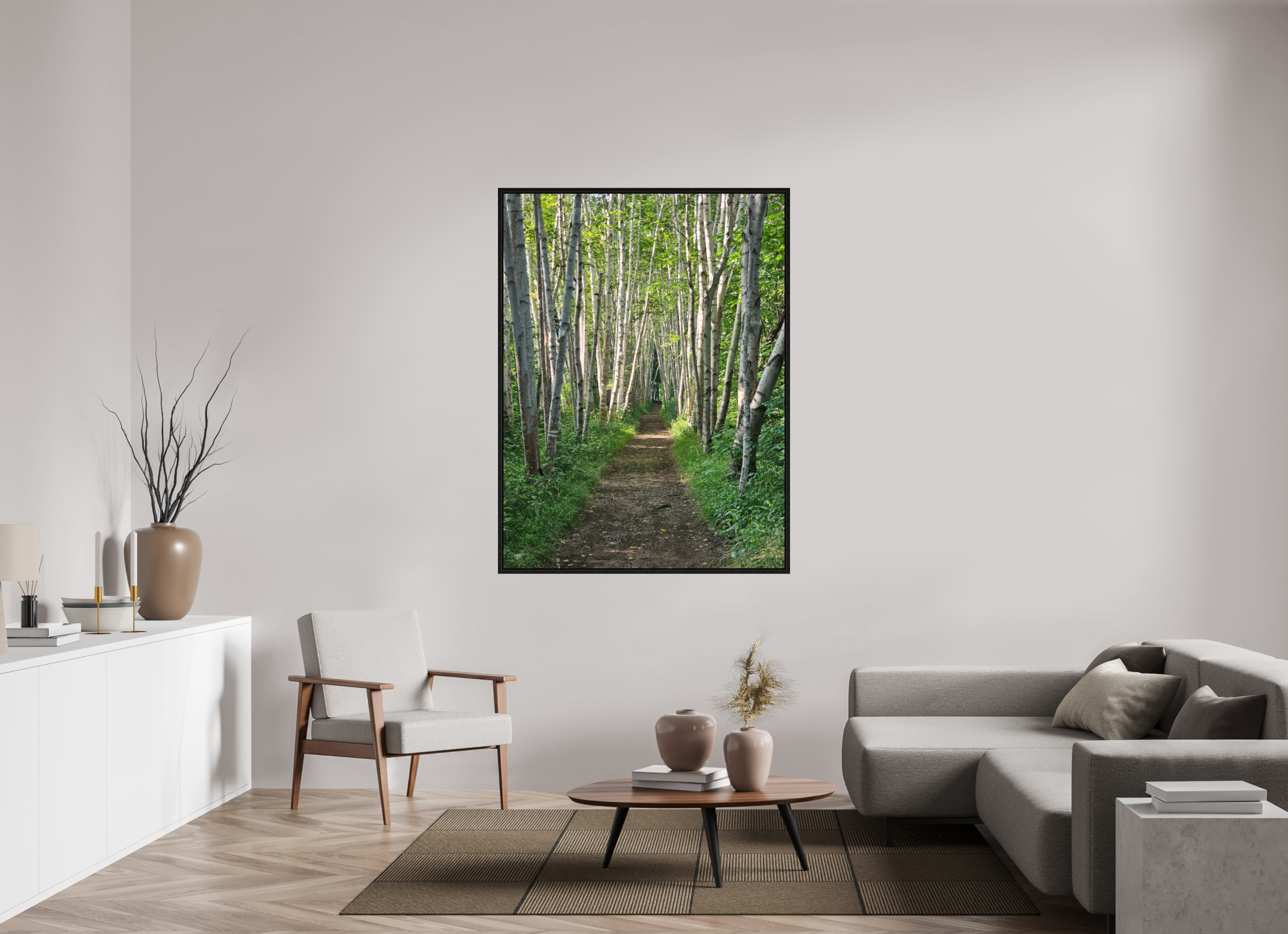 45 x 60″, Floater Frame The Summer On The Birch Trail