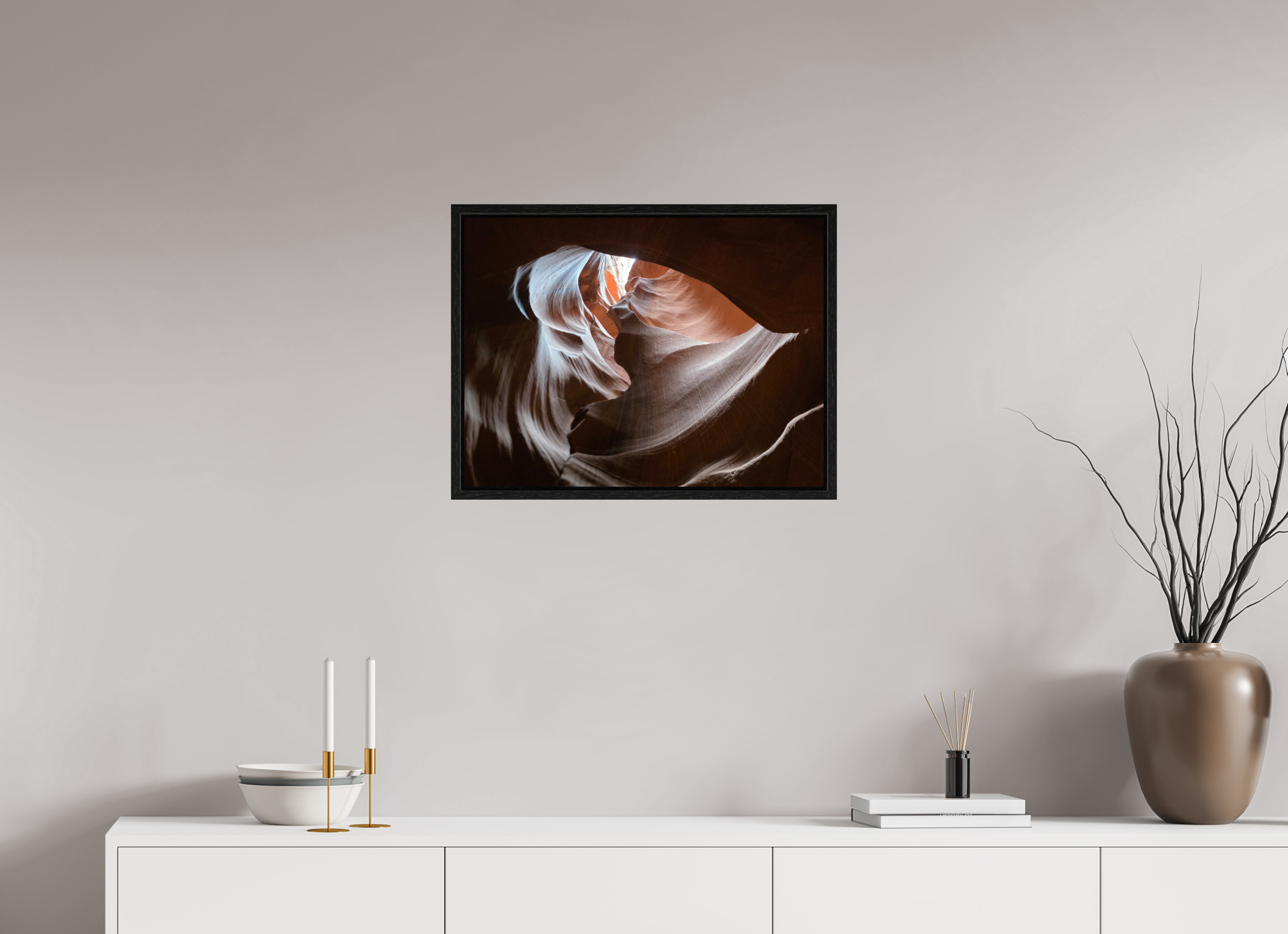 24 x 18″, Floater Frame The Hidden Heart of Antelope Canyon
