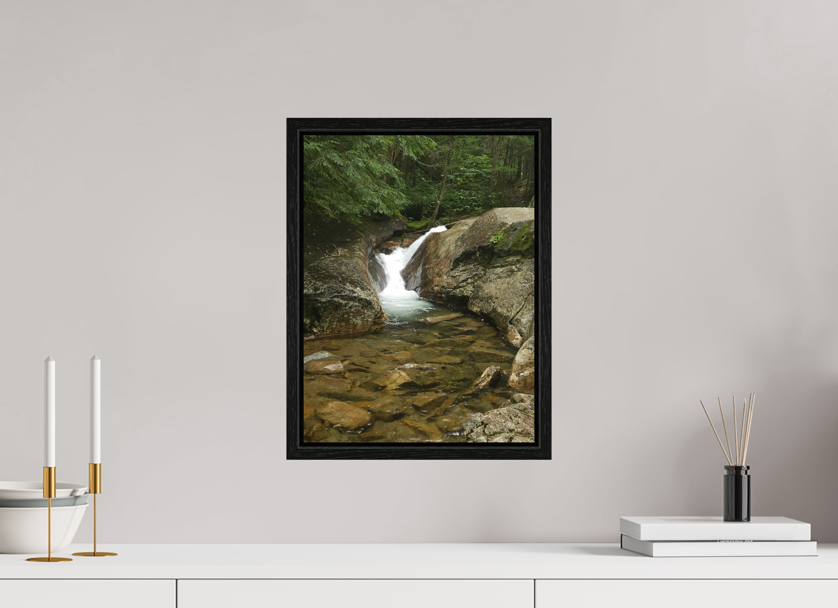 12 x 16″, Floater Frame The Mossy Cascade