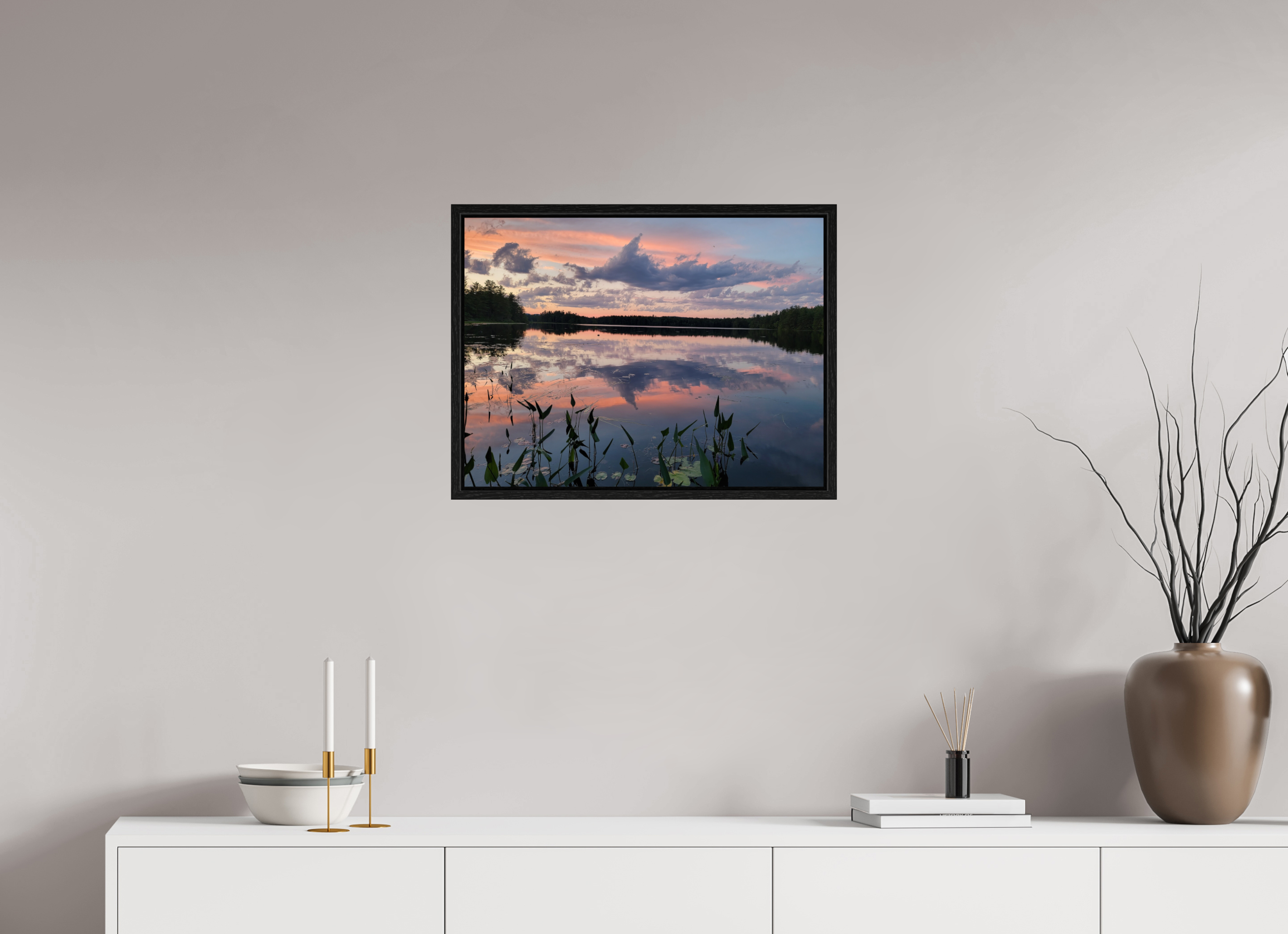 24 x 18″, Floater Frame Sugared Sky Reflections