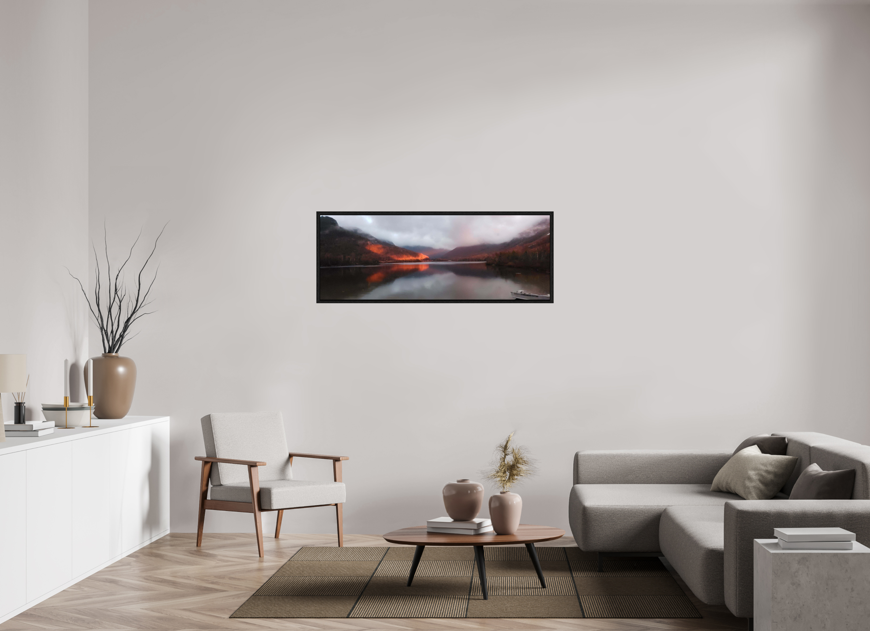 54.4 x 20″, Floater Frame The burning reflection of Echo Lake