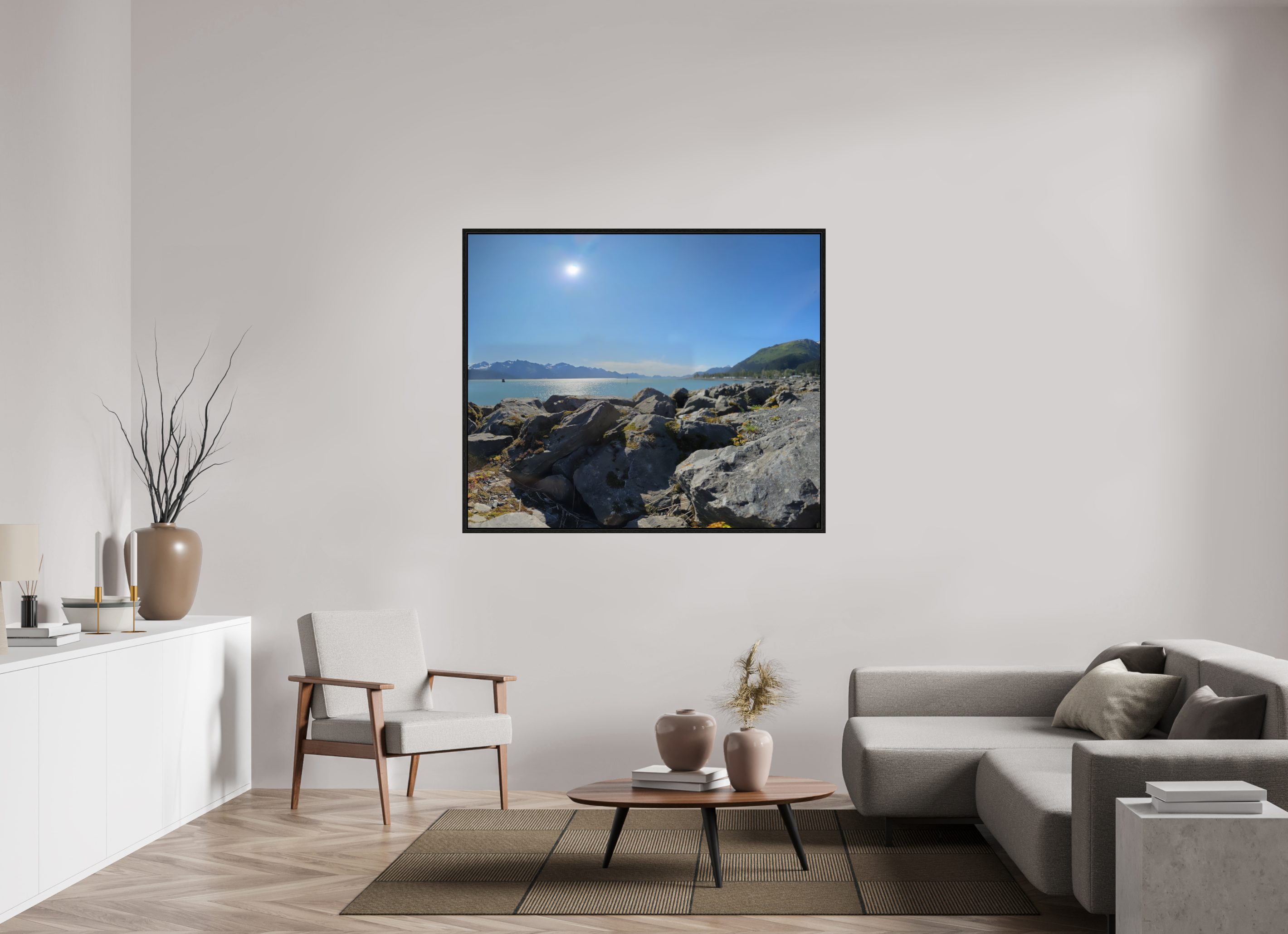 56.4 x 47″, Floater Frame The Seward Sun